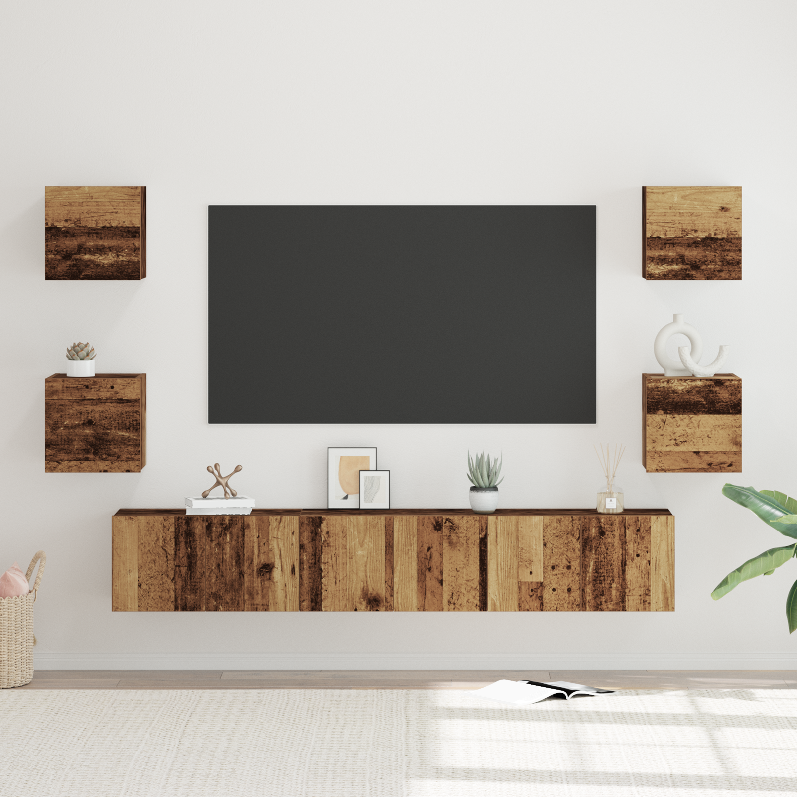 TV spintelių komplektas 7 pcs Senovinis medis Apdirbta mediena