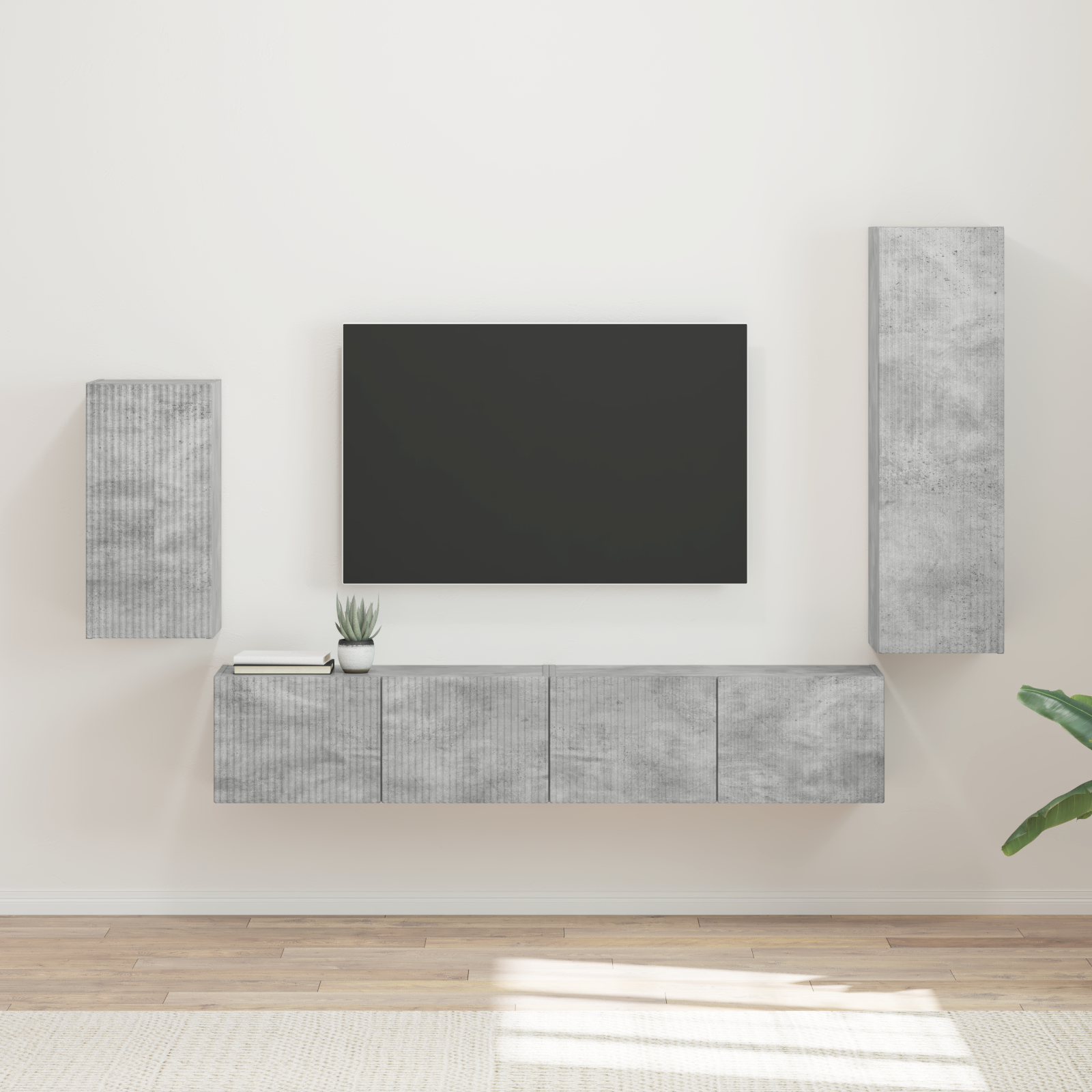 TV spintelių komplektas 3 pcs Betono pilka Apdirbta mediena