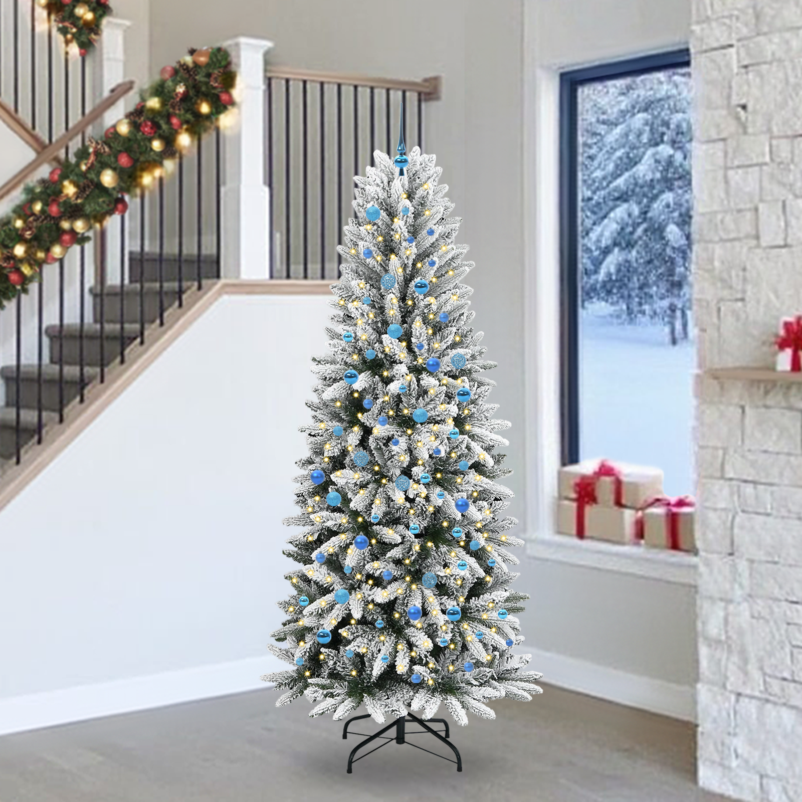 Artificial Christmas Tree WINTER PINE, with 300 LED stand White 240 cm.