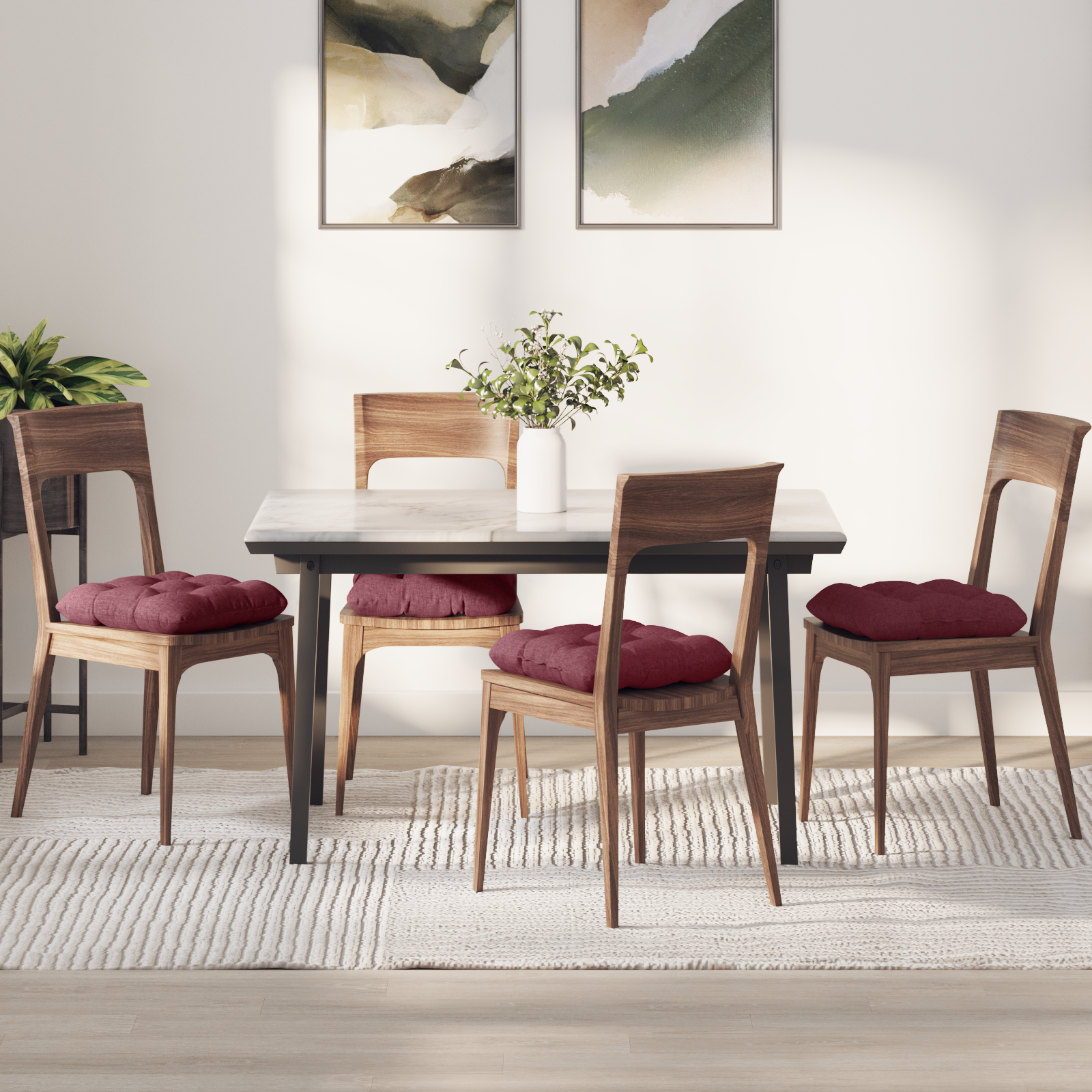 Sėdynių pagalvėlės 4 pcs Vyno raudona 40 x 40 x 12 cm audinys