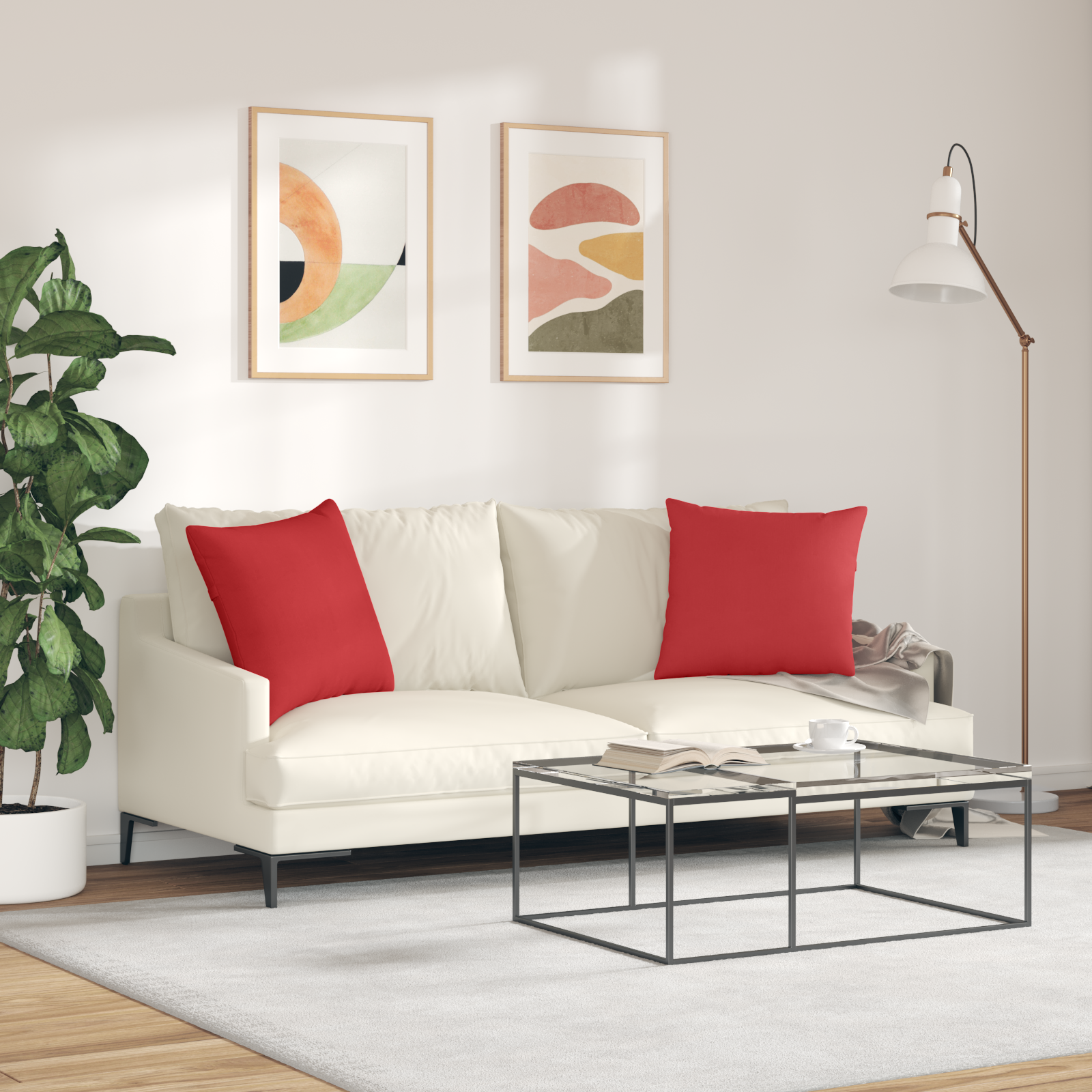 Sofa Pagalvės 2 pcs Raudona 50 x 50 cm audinys