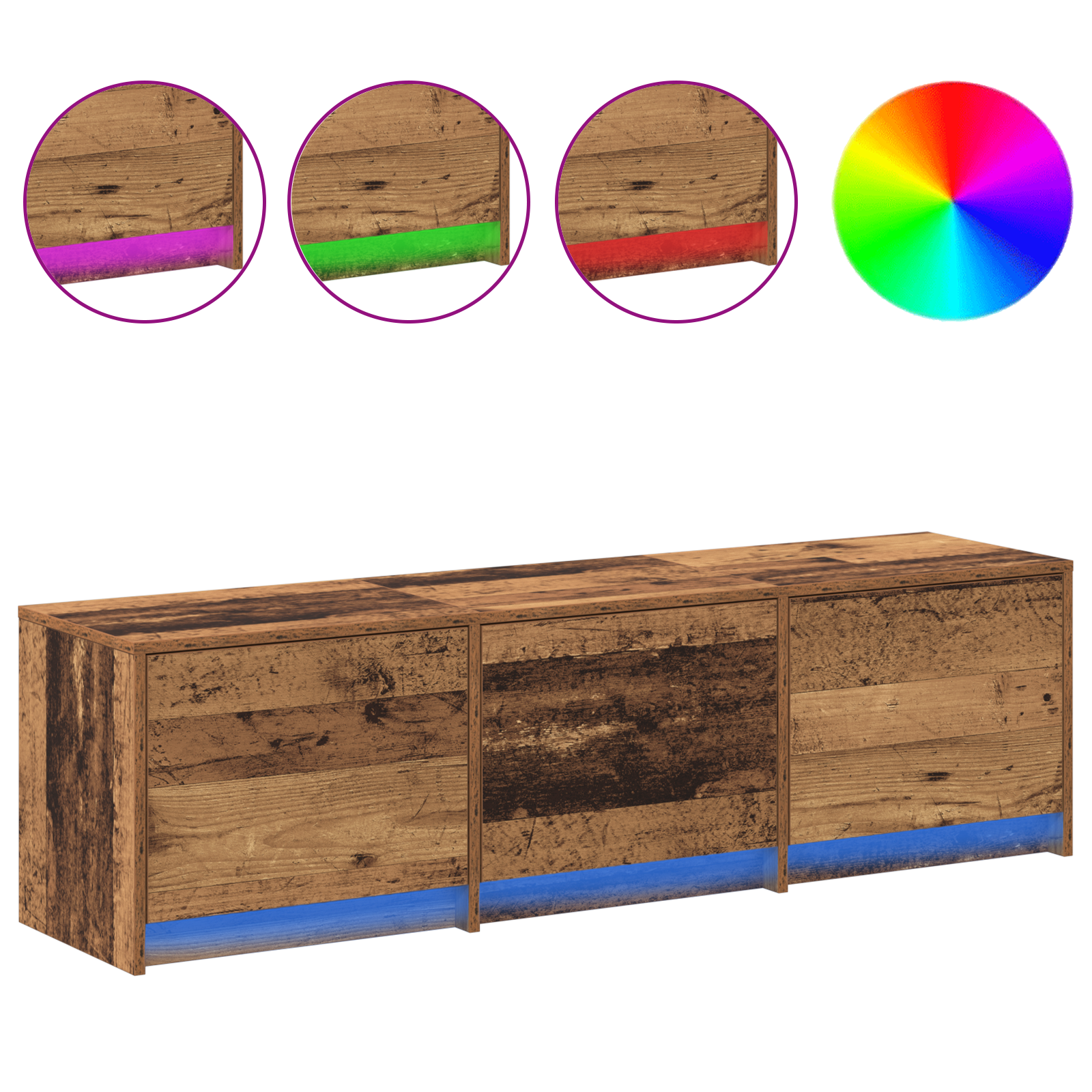 TV Cabinet with LED Old Wood 140 x 34 x 40 cm
