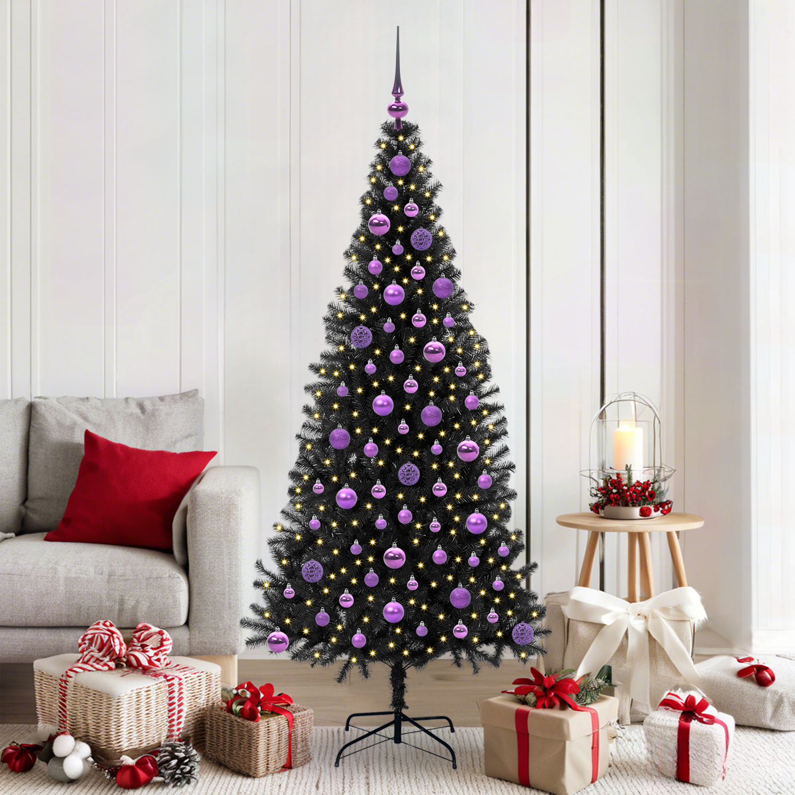 Kalėdų eglutė CRYSTAL BLOOM, su 300 LED stovu Juoda 180 cm.