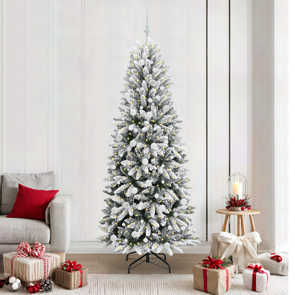 Artificial Christmas tree with 300 LED stand White 210 cm