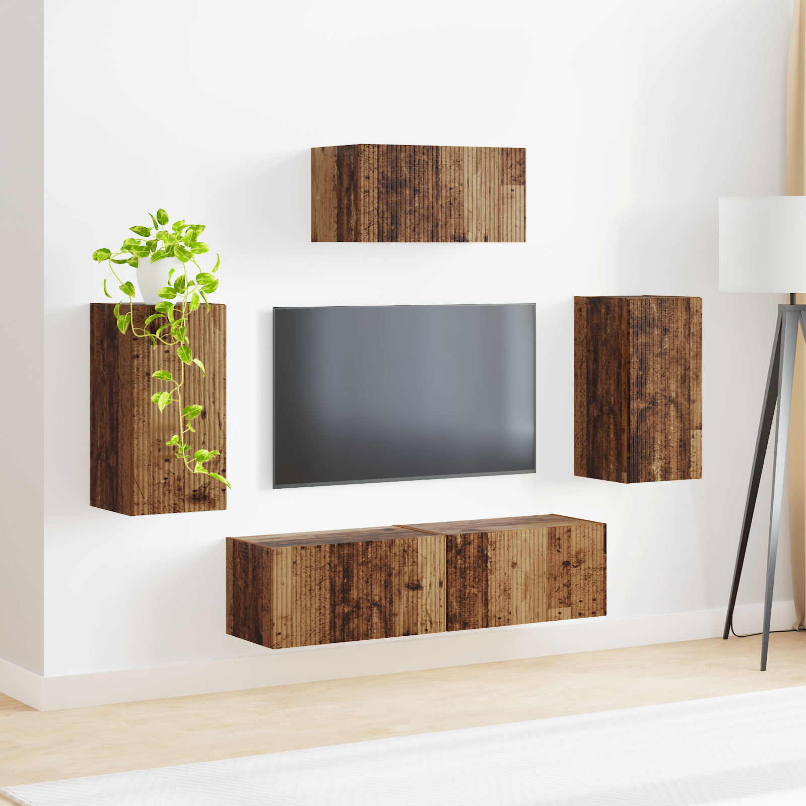 TV skapju komplekts 3 gab. Vecs koks Apstrādāta koksne