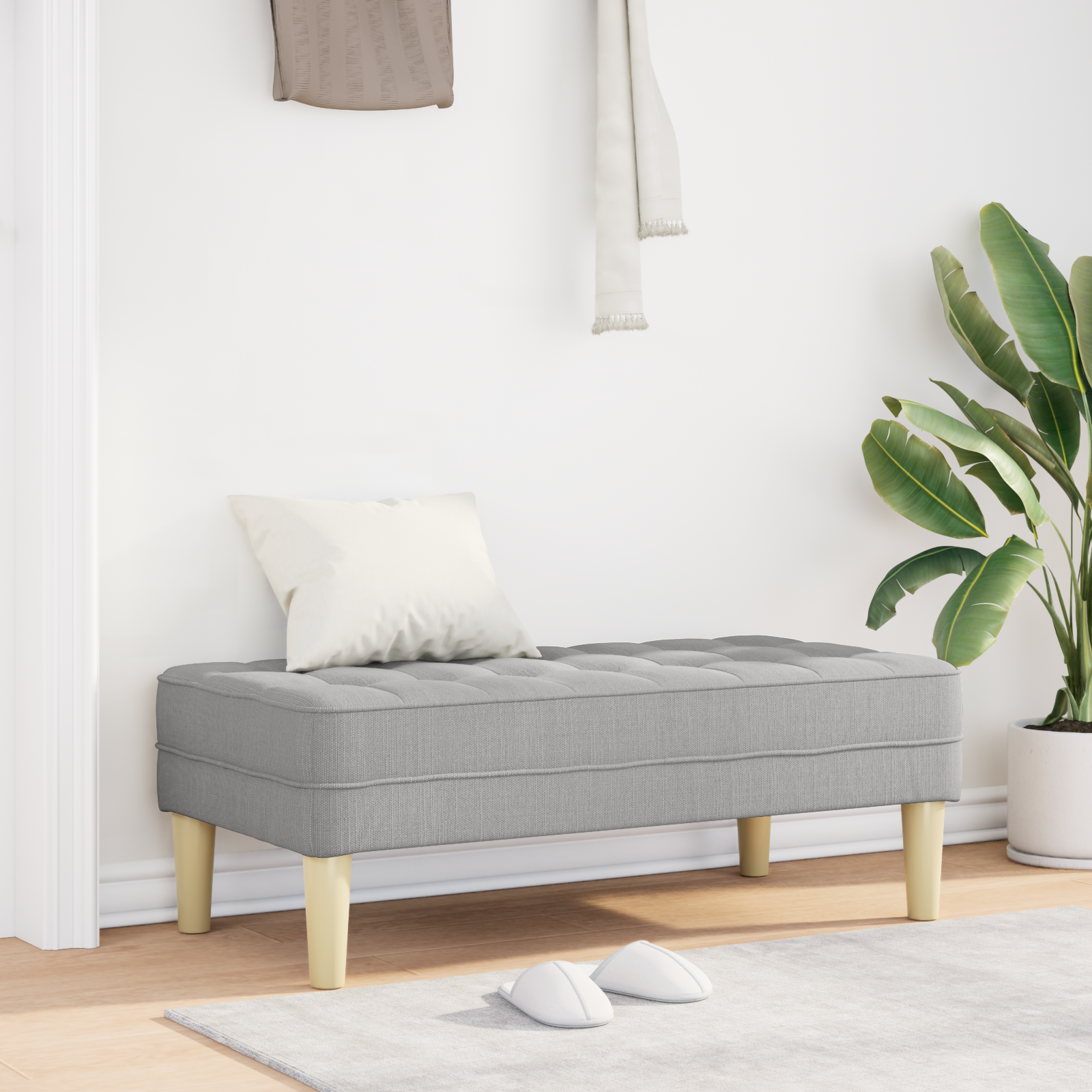 suoliukas su pagalve Debesų pilka 113 x 57 x 39 cm audinys