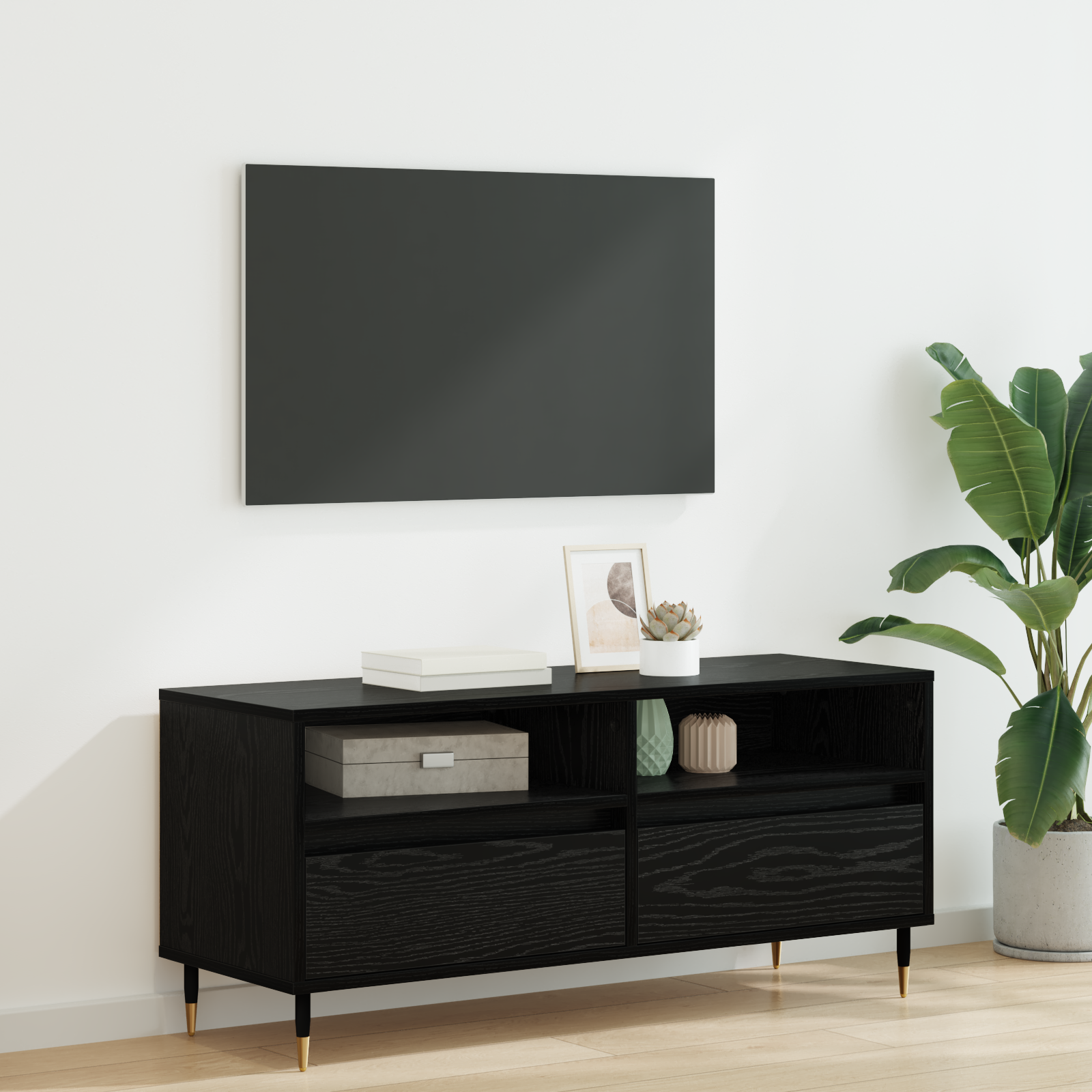 TV Cabinet Black Oak 100 x 34.5 x 44.5 cm
