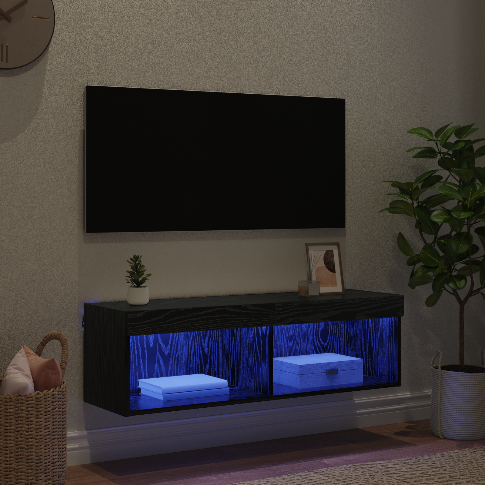 TV sieninė spintelė Panama Juodas ąžuolas 100 x 30 x 30 cm