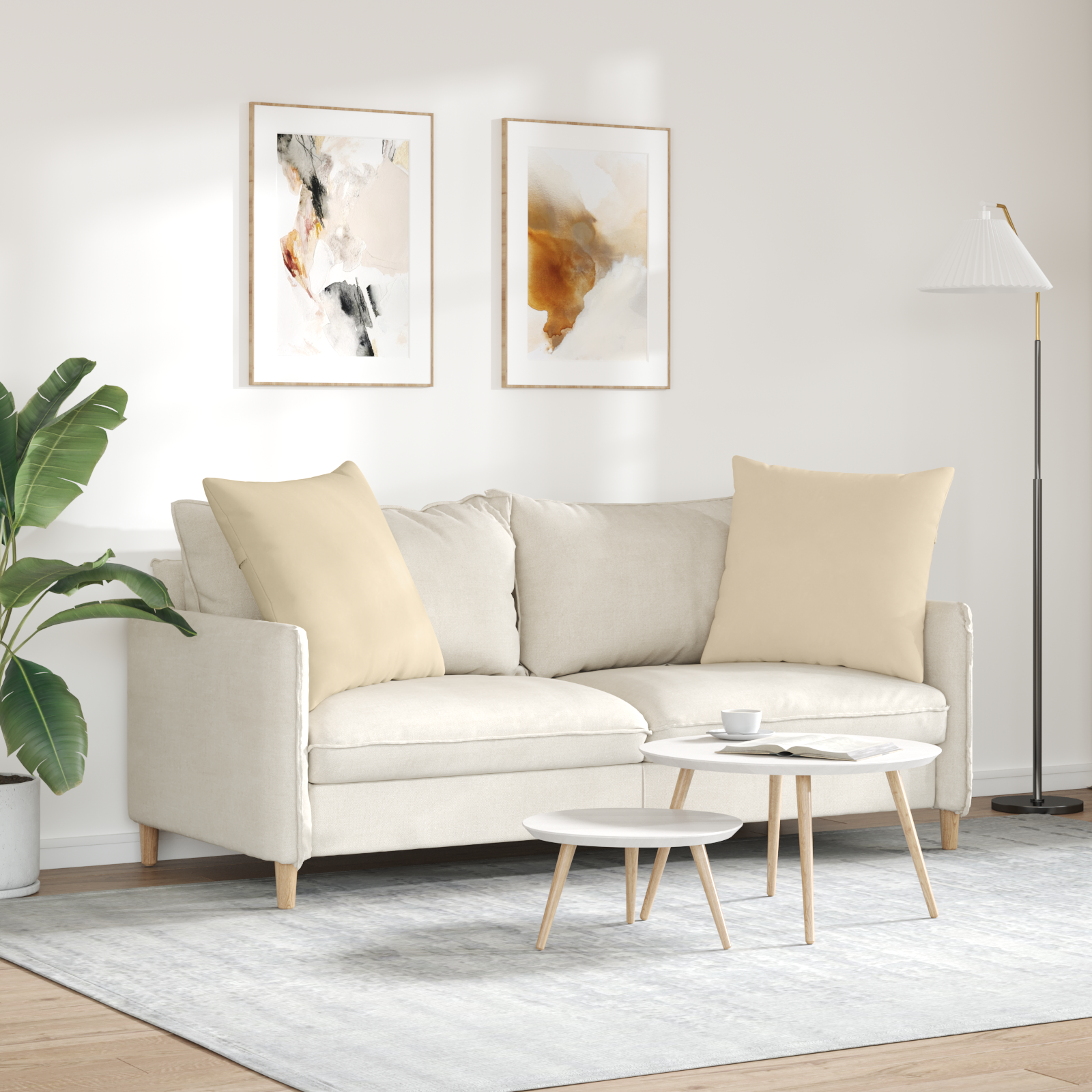 Sofa Pagalvės 2 pcs Kreminė 60 x 60 cm audinys