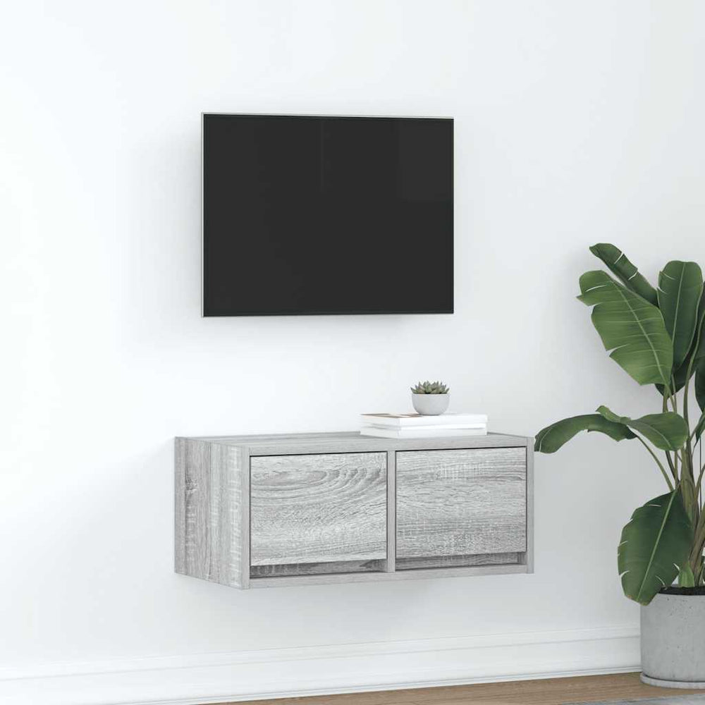 TV spintelė, pilka ąžuolo, 60x31x25,5 cm, apdirbta mediena