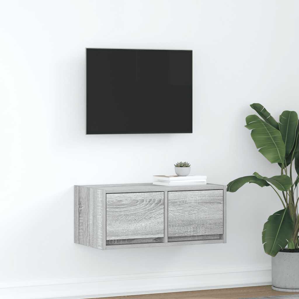TV spintelė, pilka ąžuolo, 60x31x25,5 cm, apdirbta mediena