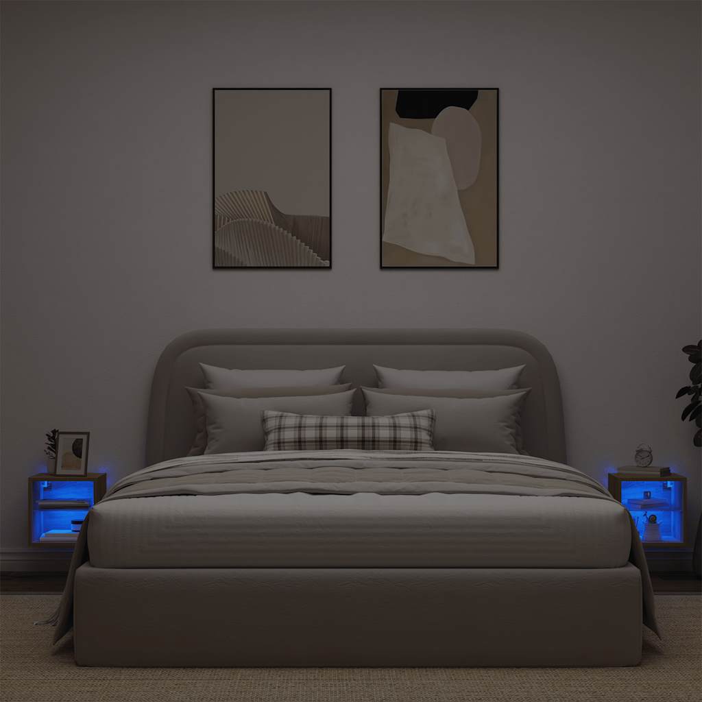 Sieninės TV spintelės su LED, 2vnt., artisano, 30x28,5x30cm