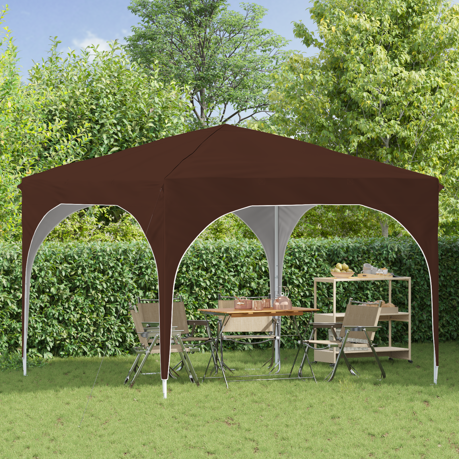 Pop-up šventinis palapinė 290 x 290 x 245 cm Ruda