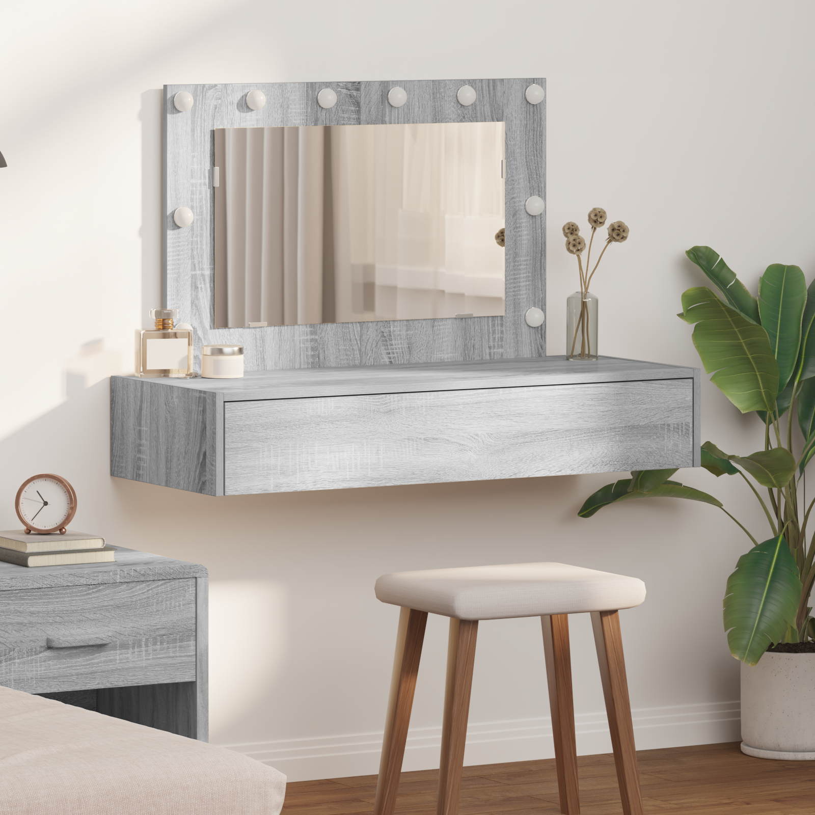 Tualetes galdiņš Pelēks 100 x 40 x 70 cm Kokmateriāls