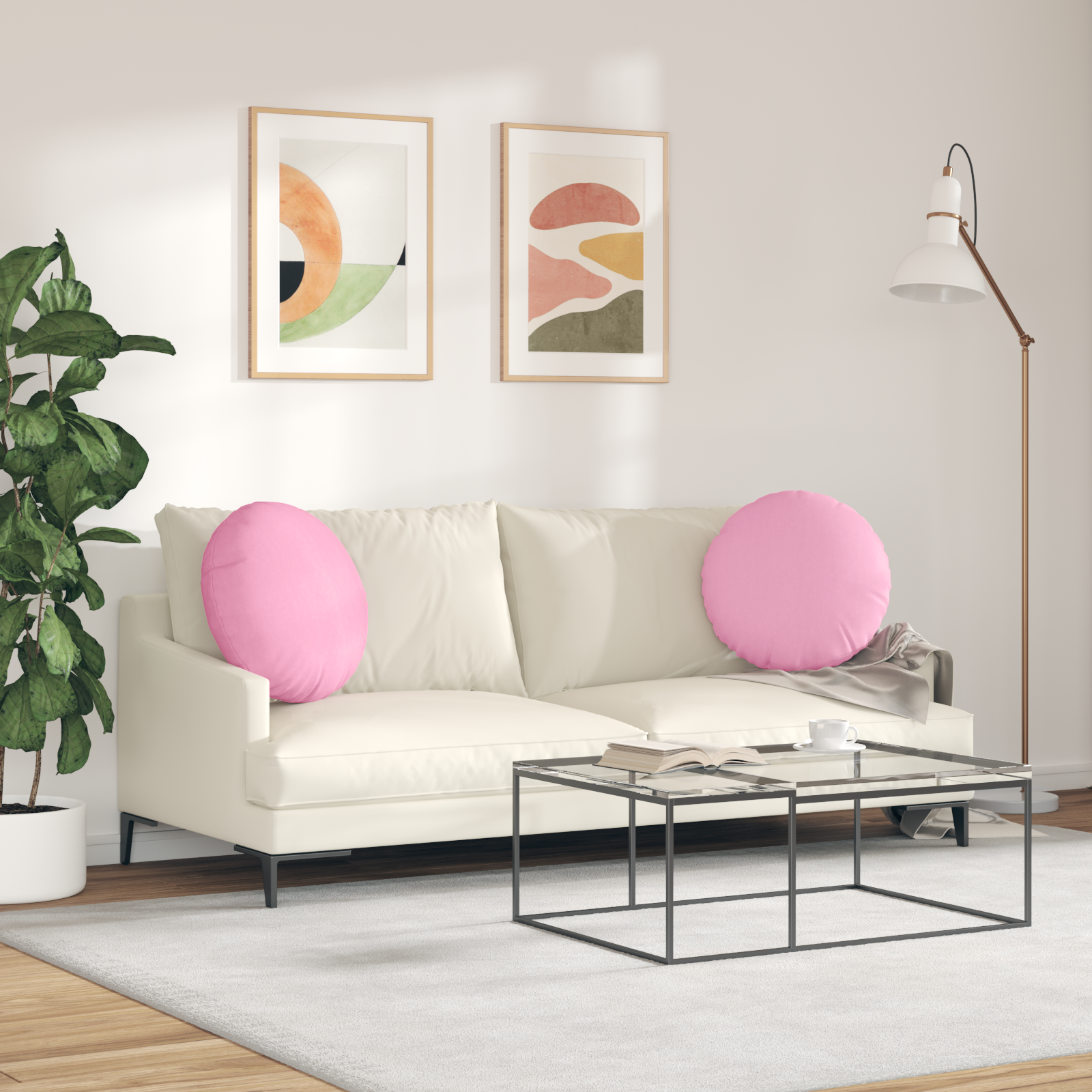 Sėdynių pagalvėlės 2 pcs Rožinė Ø50 x 19 cm audinys