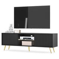 TV spintelė MAGNUS, juoda, 135 cm, auksinės kojos