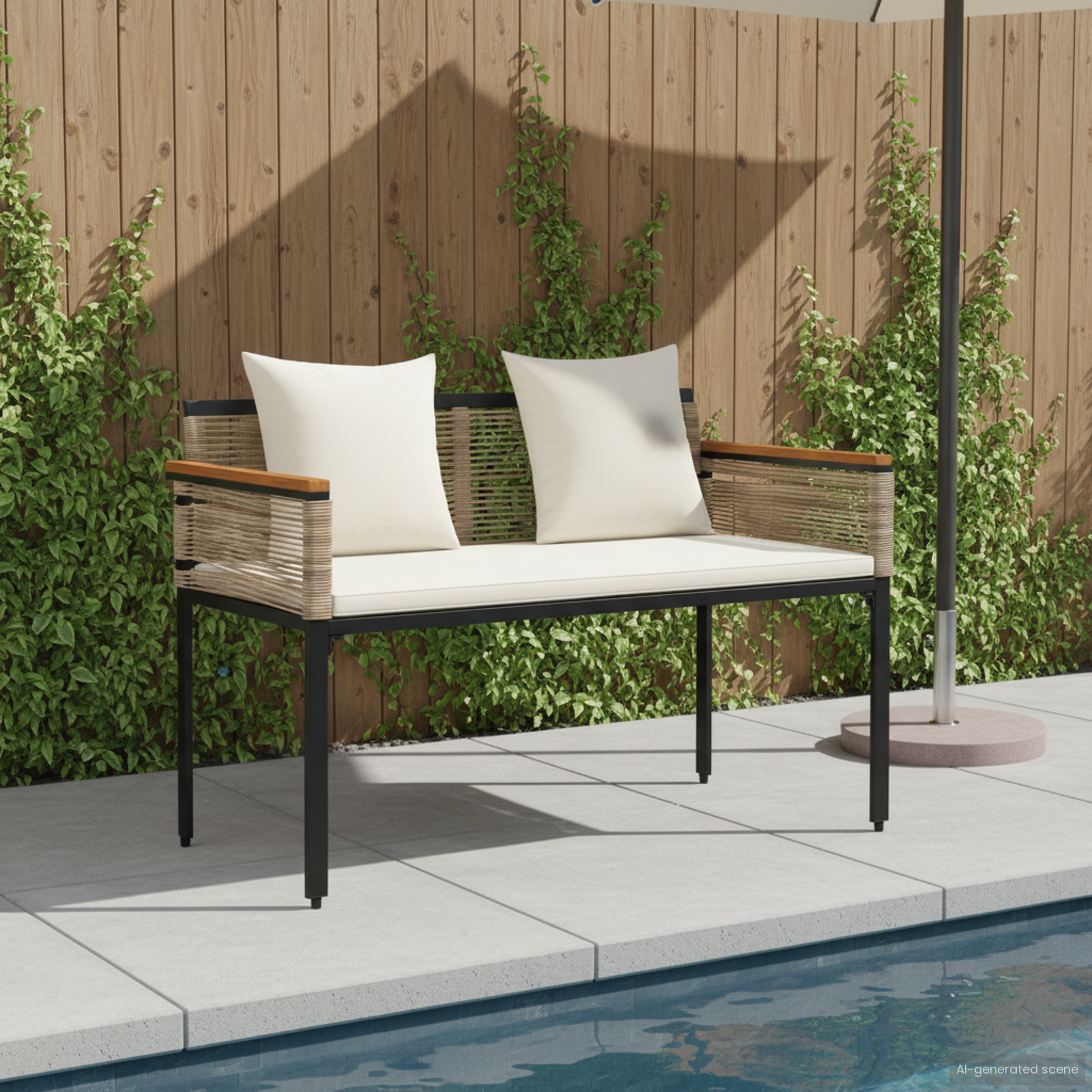 Outdoor Bench Beige and Cream White 117 x 54 x 74.5 cm