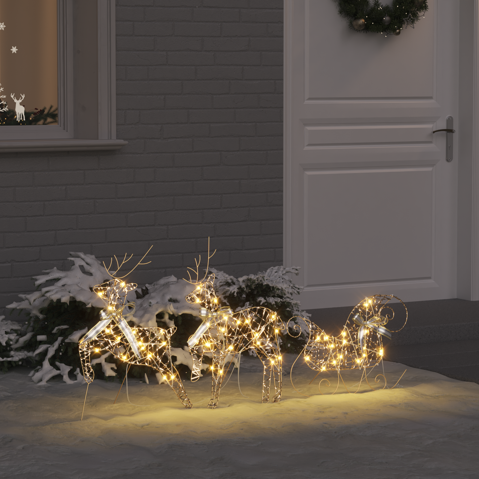 LED elniai su 60 LED 3 pcs Šilta balta PET