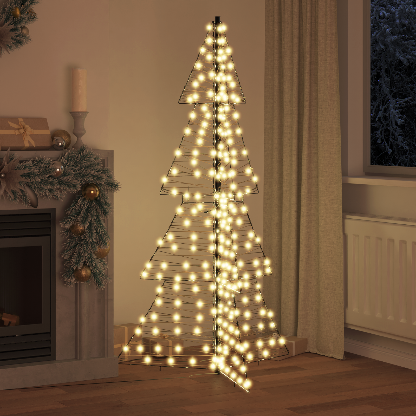 Ziemassvētku eglīte ar 240 LED silti baltām 180 cm rotangpalma