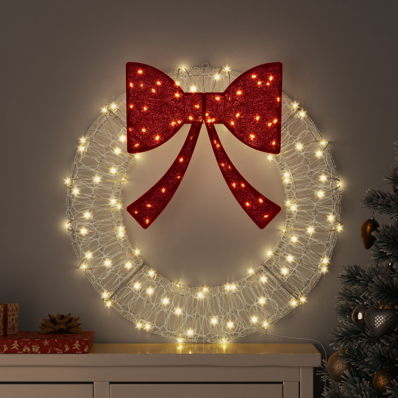 Vainikas su 60 LED Šilta balta 75 cm Akrilas