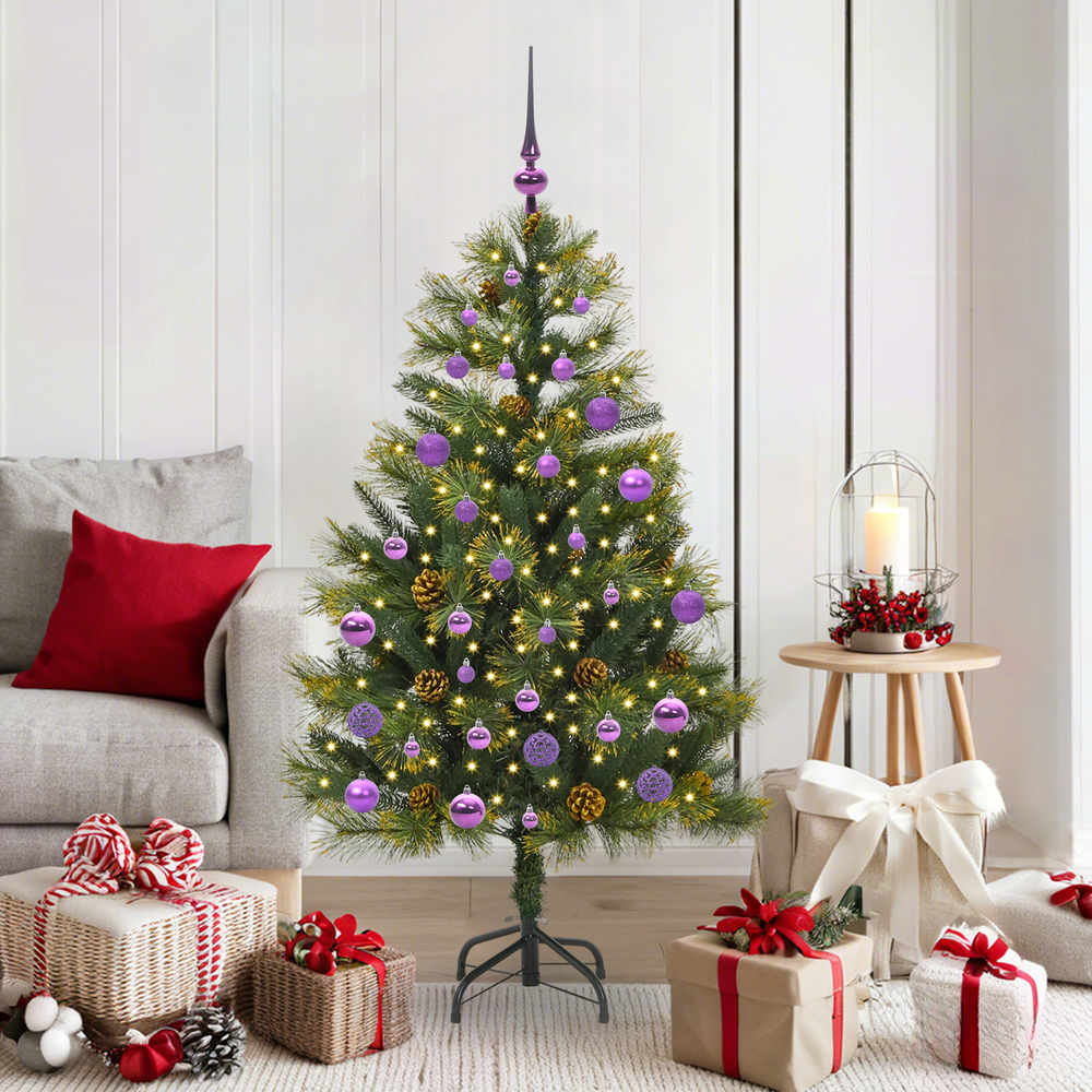 Artificial Foldable Christmas Tree NORDIC FROST, with Pine Cones 150 cm.