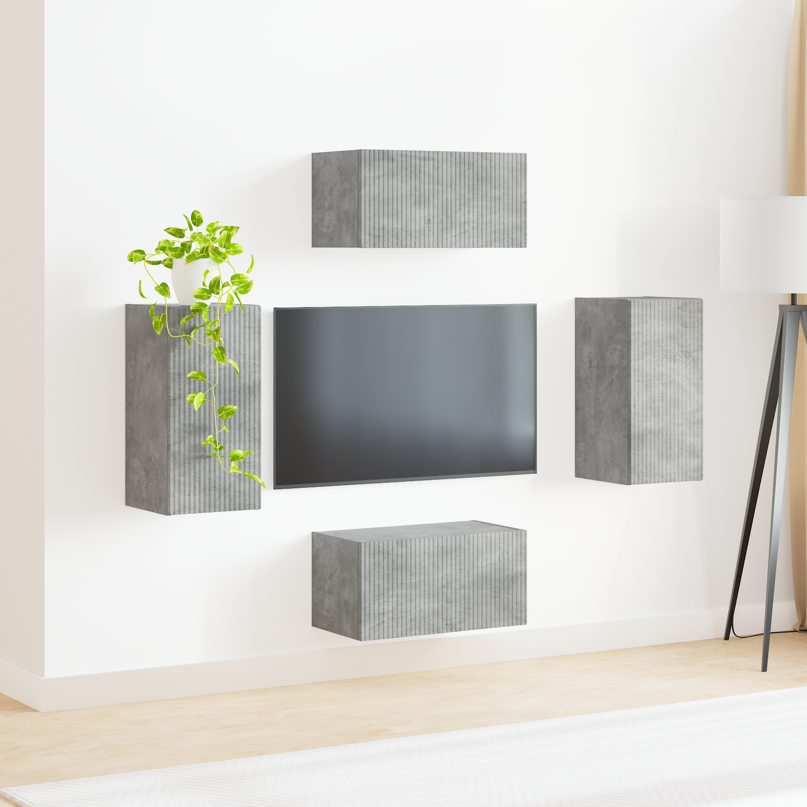 TV spintelių komplektas 4 pcs Betono pilka Apdirbta mediena