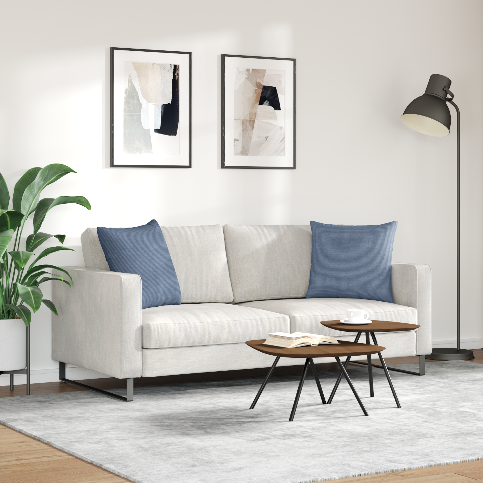 Sofa Pagalvės 2 pcs Mėlyna 50 x 50 cm Kordūrinis audinys