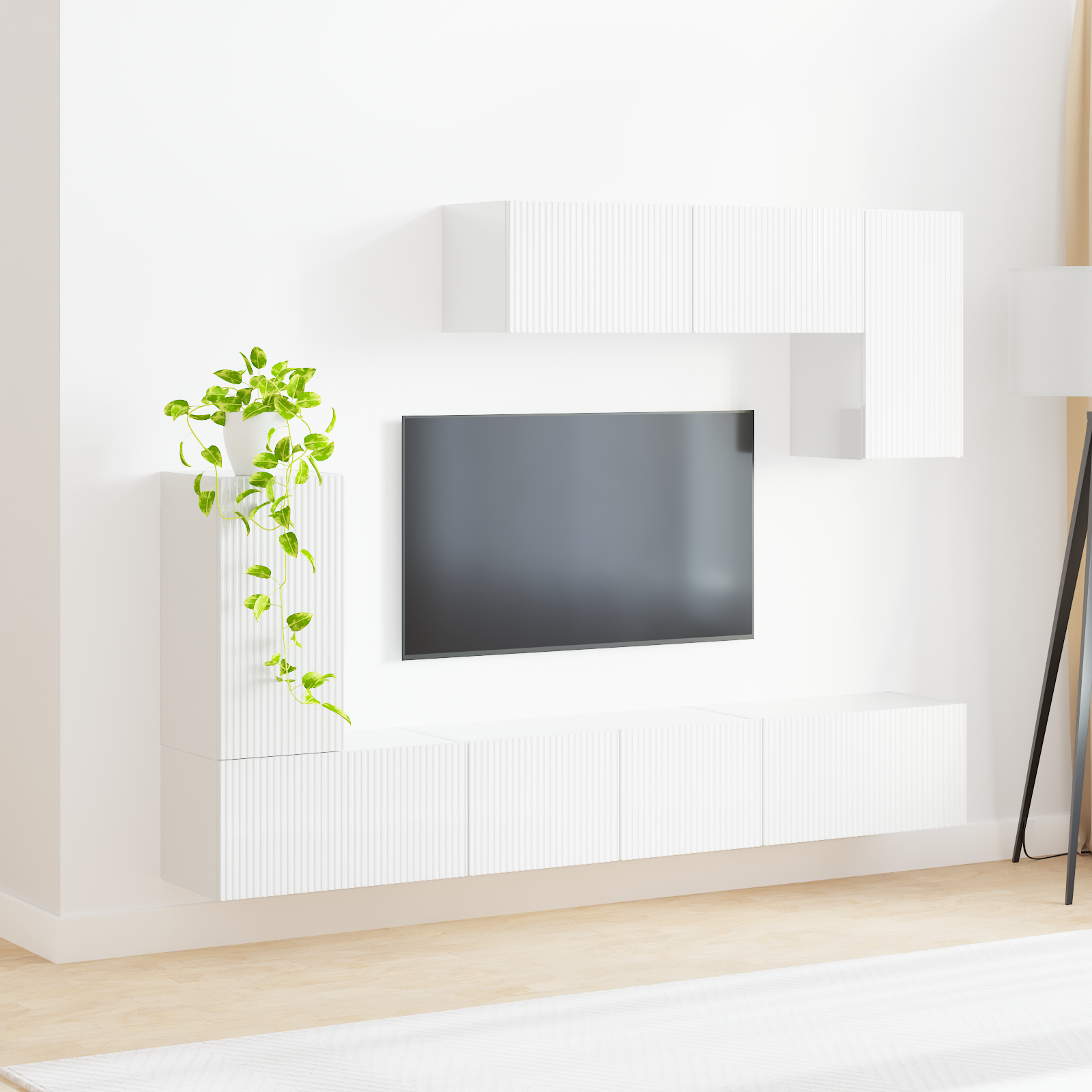 TV spintelių komplektas 4 pcs Aukštai blizganti balta
