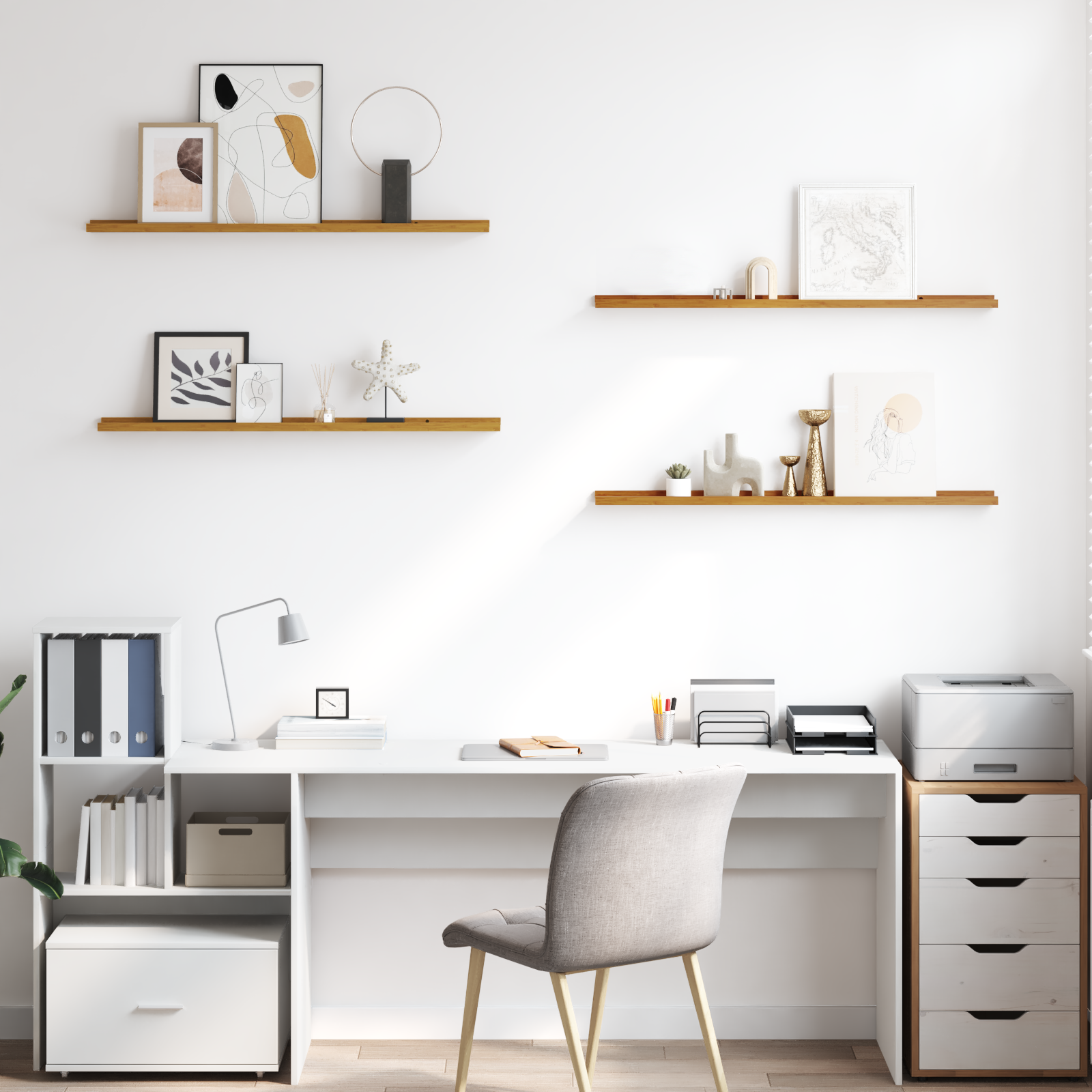 Sieninės lentynos 4 pcs Smėlio 100 x 9 x 3 cm Apdirbta mediena