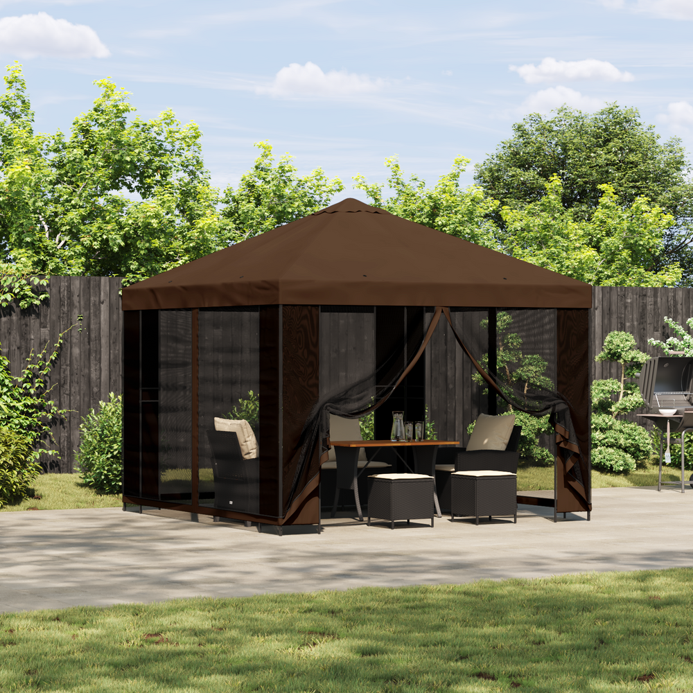 Pavėsinė 3 x 3 m Ruda Poliesteris ir plienas 190 gsm