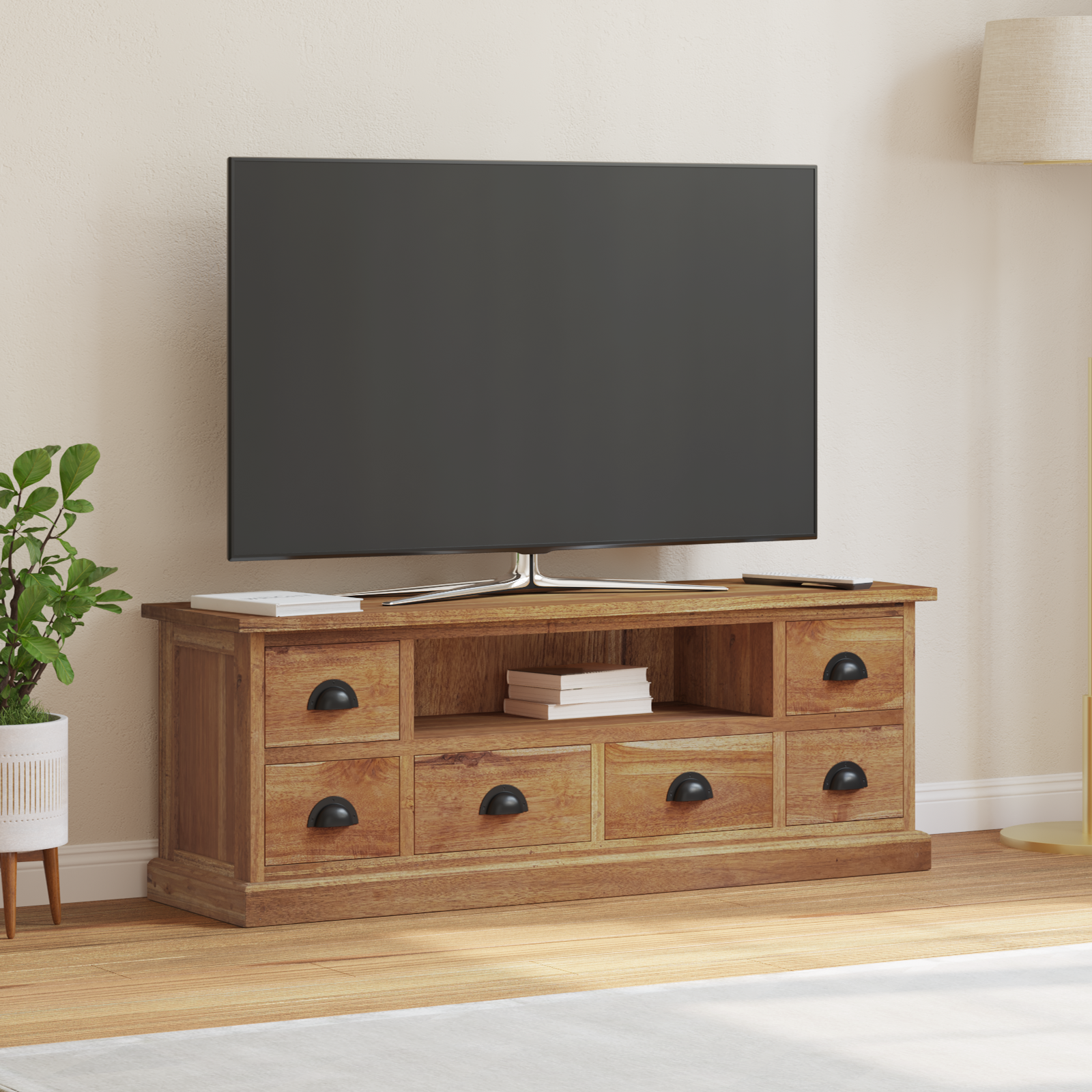 Televizora statīvs ar atvilktnēm dabīgs 110 x 30 x 40 cm