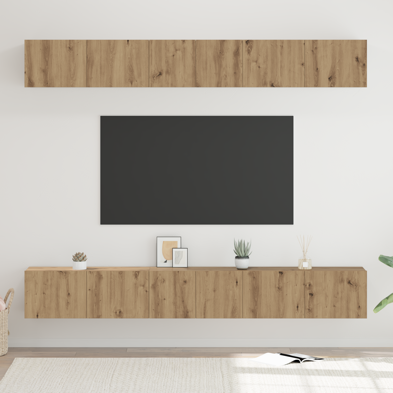 TV spintelių komplektas 6 pcs artisano ąžuolo 60 x 30 x 35 cm