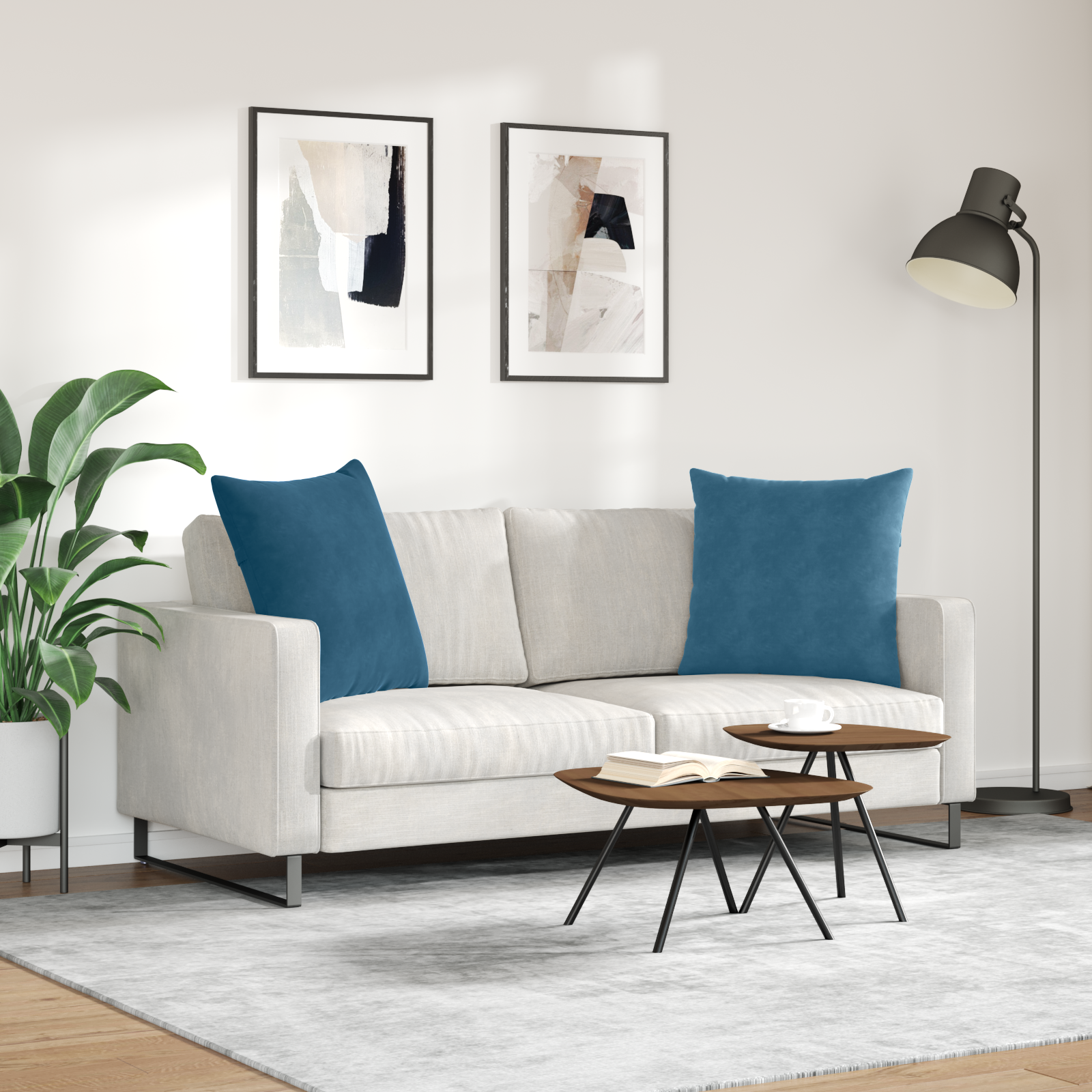 Sofa Pagalvės 2 pcs Mėlyna 60 x 60 cm Kordūrinis audinys
