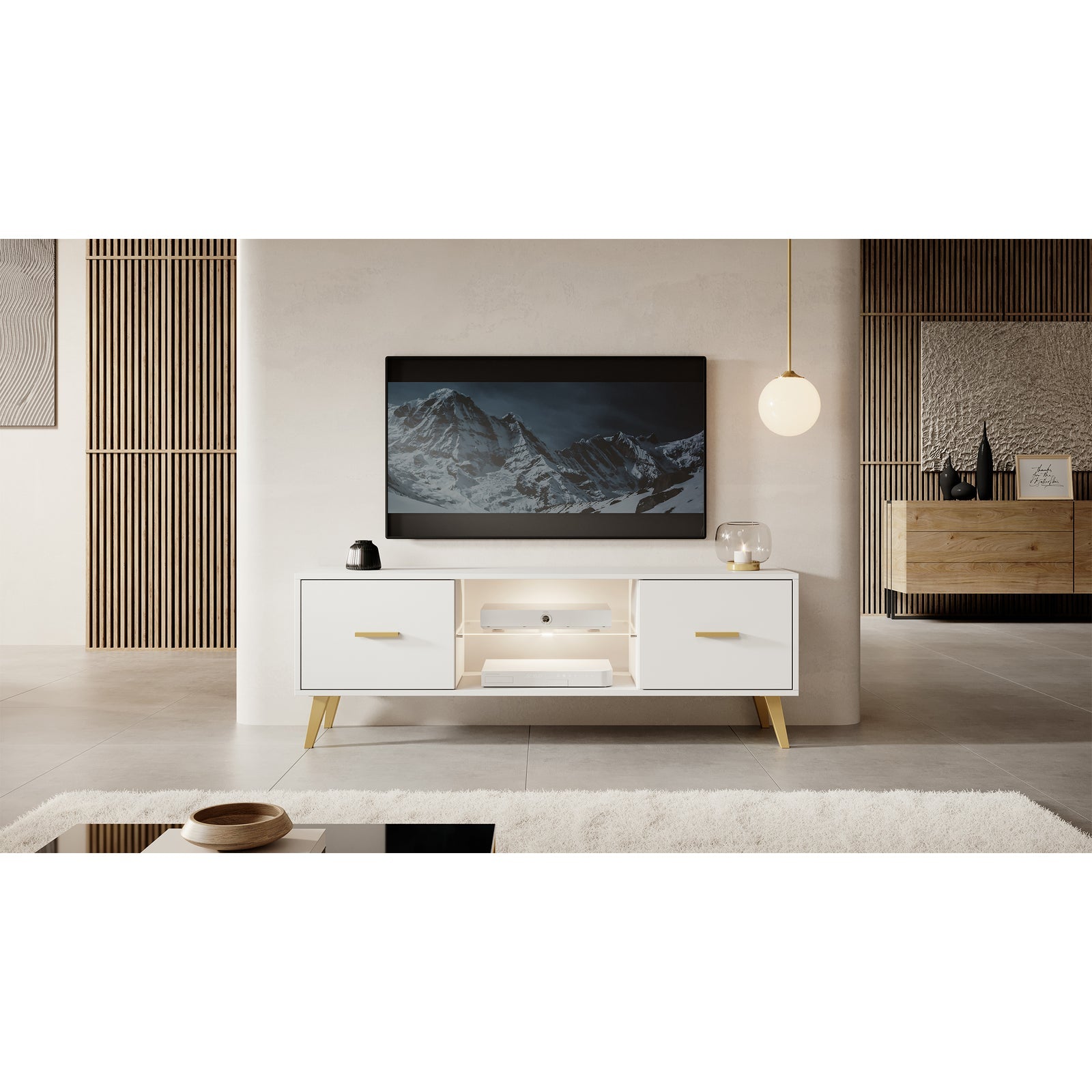 TV staliukas SAVONI, baltas, 140 cm