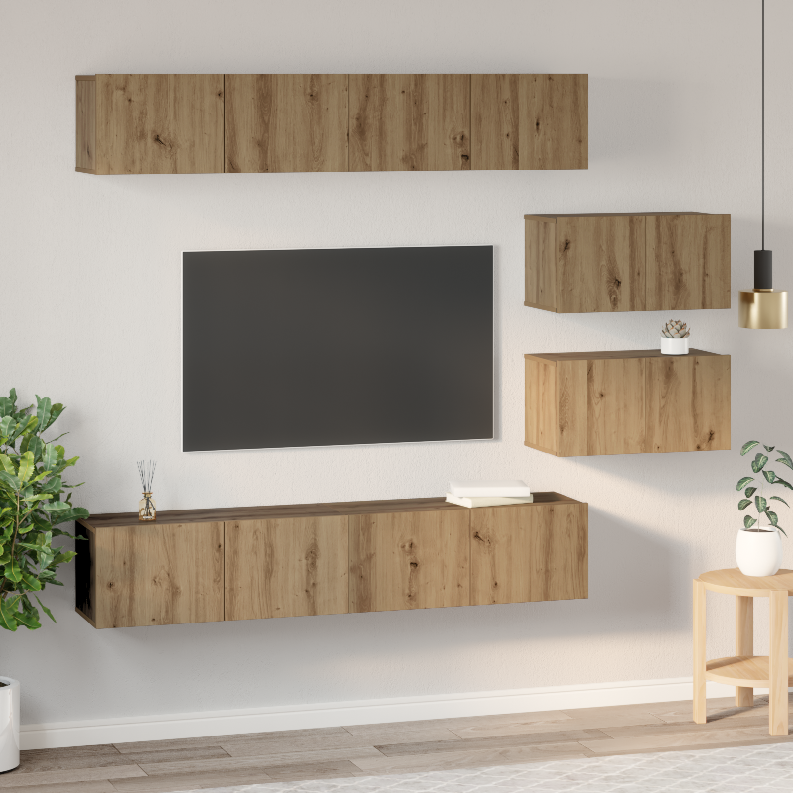 TV spintelių komplektas 6 pcs Amatininkų ąžuolas