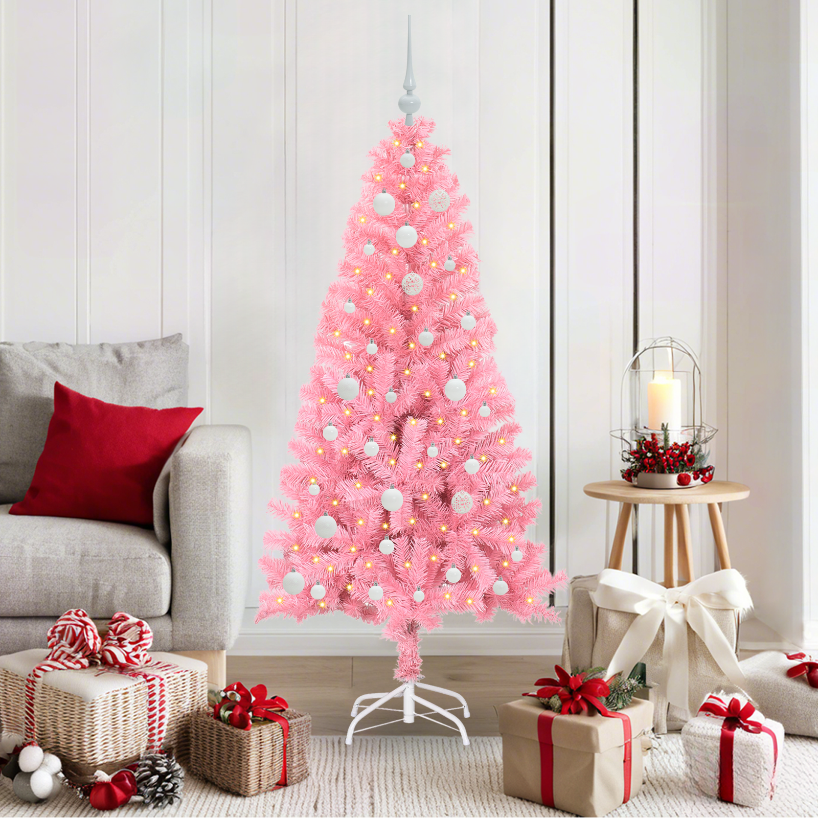 Kalėdų eglutė AURORA WINTER, su 150 LED stovu Rožinė 150 cm.