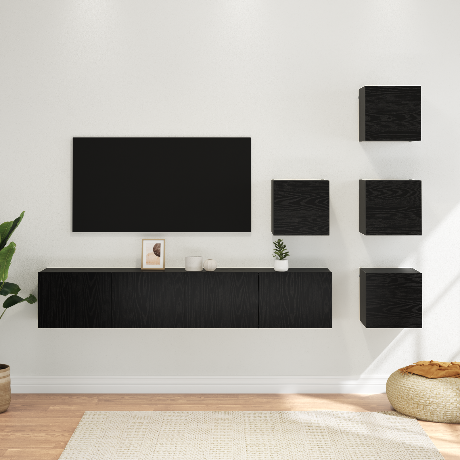 TV spintelių komplektas 6 pcs 80 x 30 x 30 cm Juodojo ąžuolo