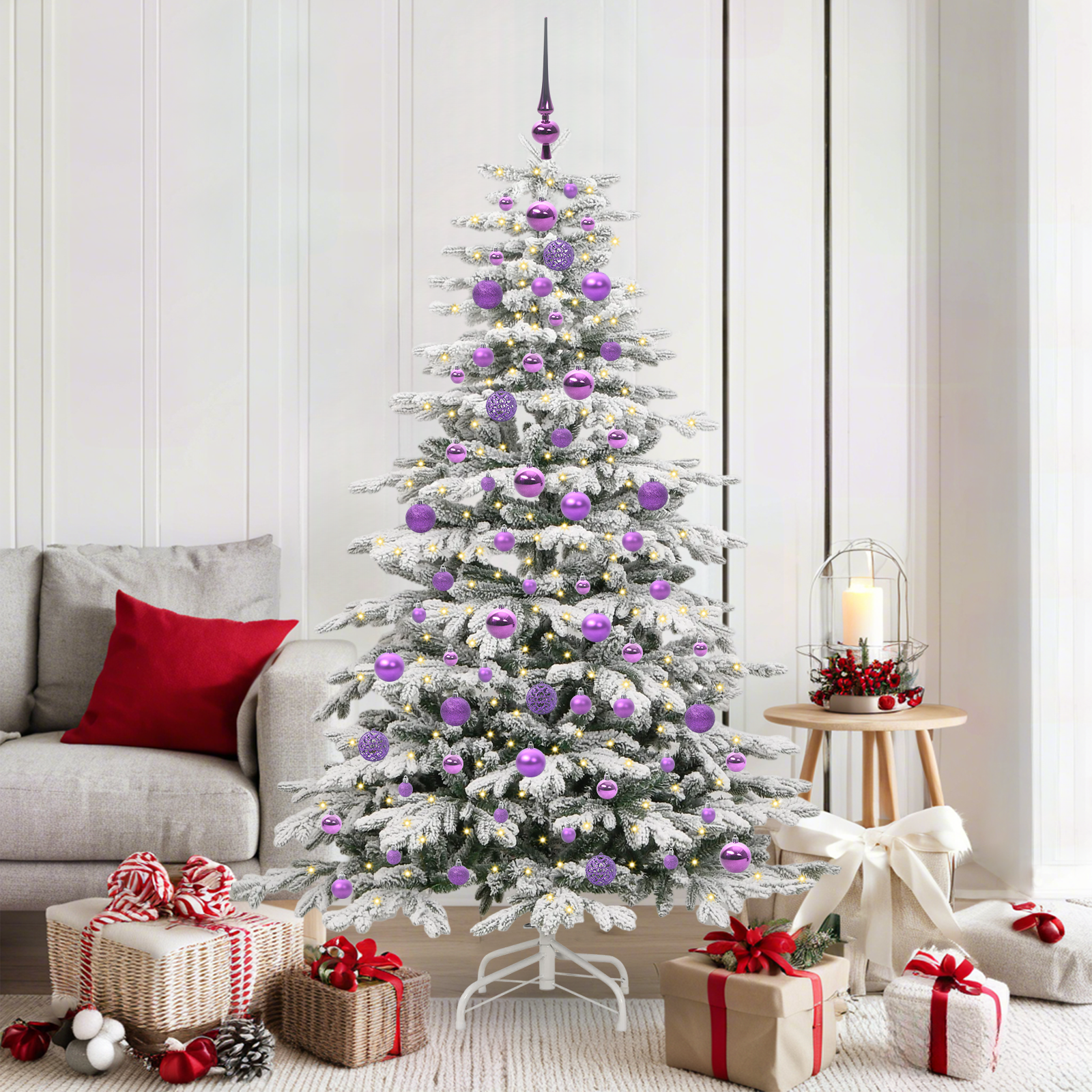 Mākslīgā saliekamā Ziemassvētku egle MEADOW FROST, balta 180 cm. un