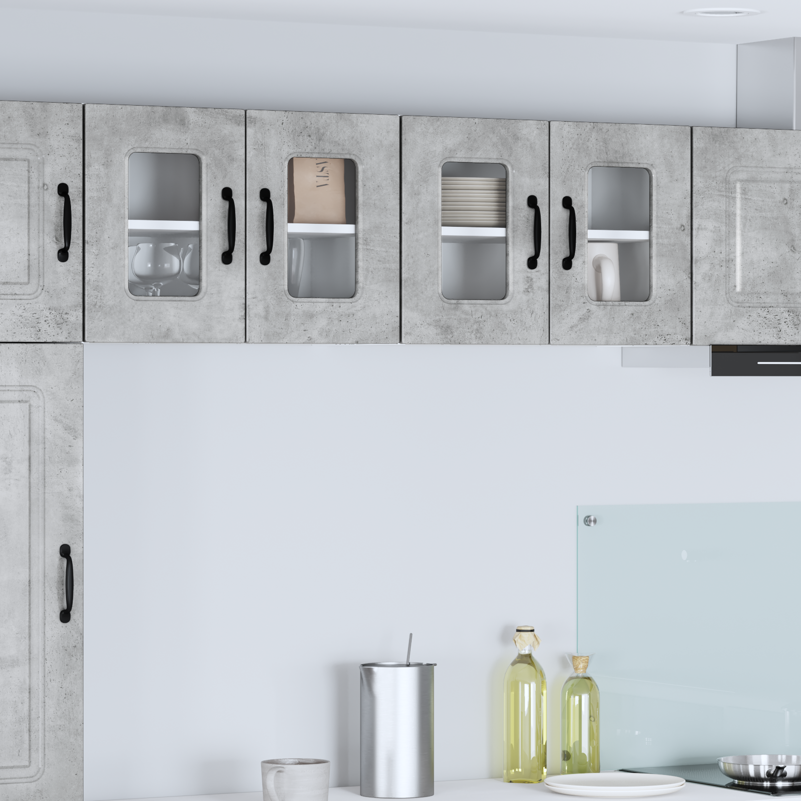 Virtuvės sieninė spintelė 2 pcs Betono pilka 60 x 31 x 40 cm