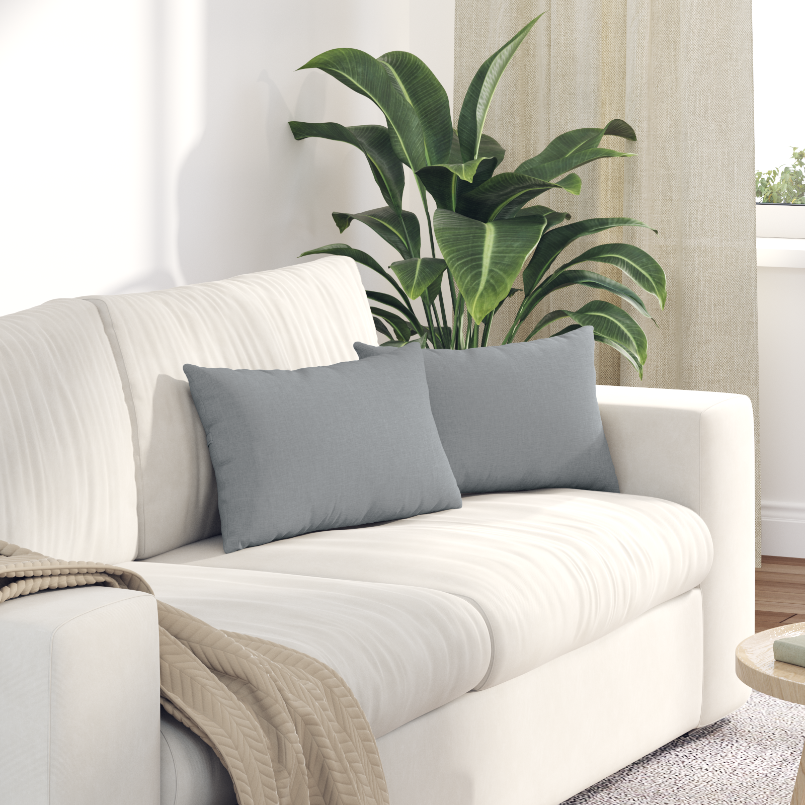 Sofa Pagalvės 2 pcs Šviesiai pilka 50 x 30 cm audinys