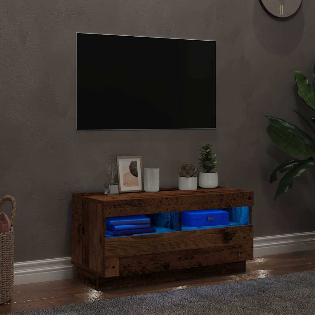 Televizoriaus spintelė su LED, medienos, 80x35x40cm, mediena