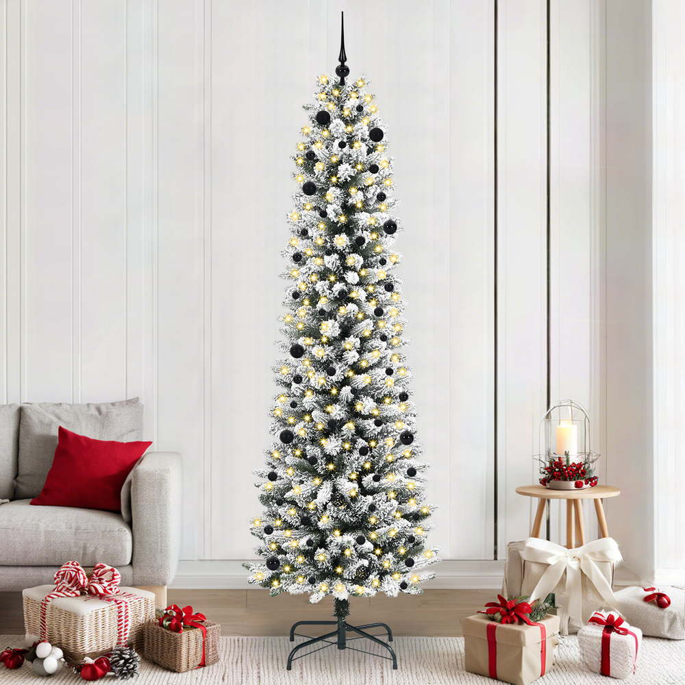 Dirbtinė Kalėdų eglutė HOLLOW SNOW, su 300 LED stovu Žalia ir balta 240 cm.