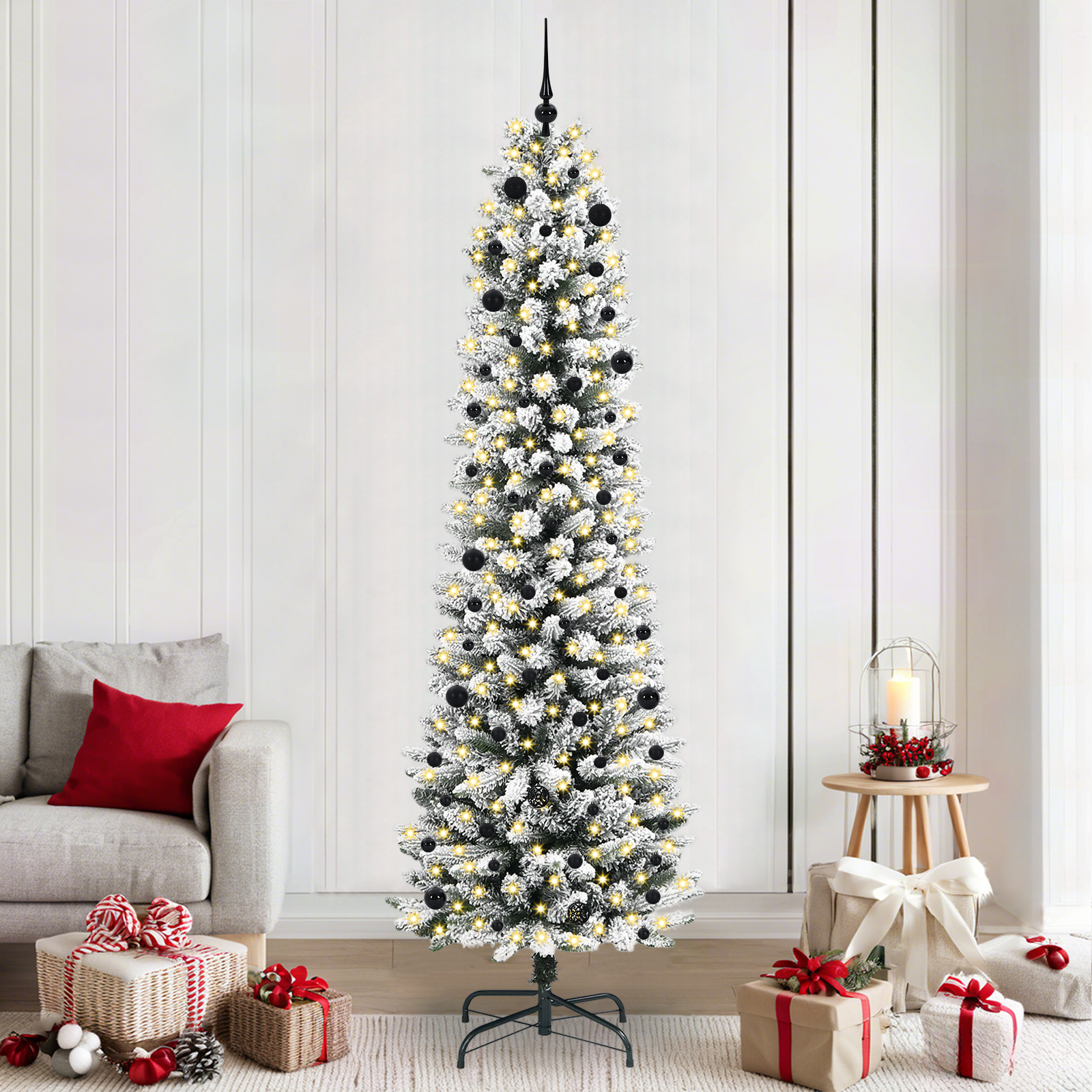 Dirbtinė Kalėdų eglutė HOLLOW SNOW, su 300 LED stovu Žalia ir balta 240 cm.