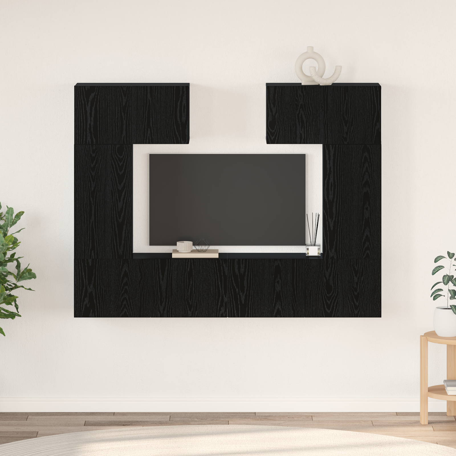 TV spintelių komplektas 6 pcs Juodas ąžuolas Apdirbta mediena