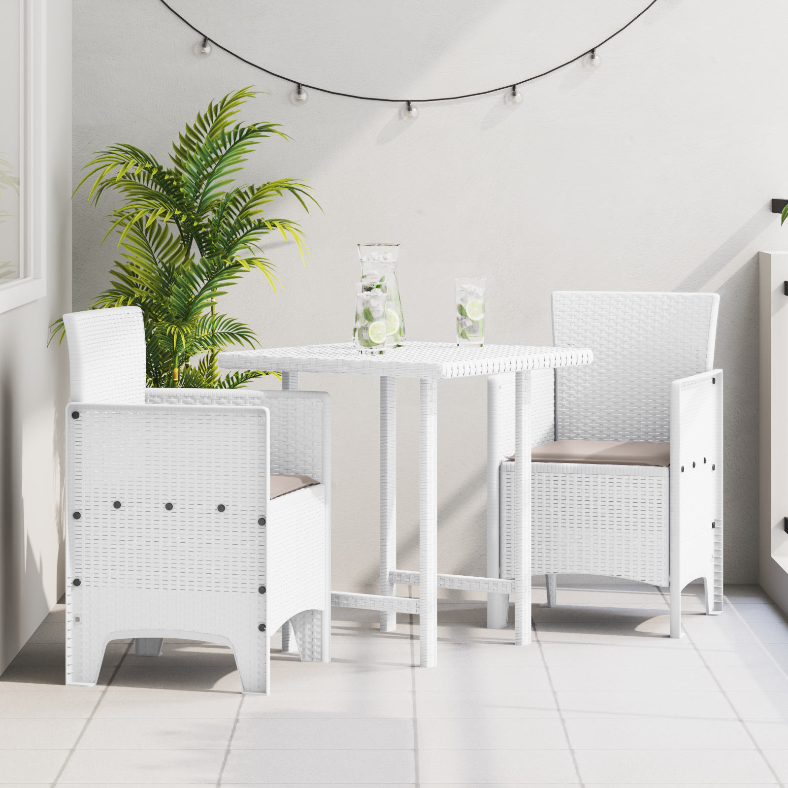 Garden Chair 2 pcs White 53 x 49 x 85 cm PP