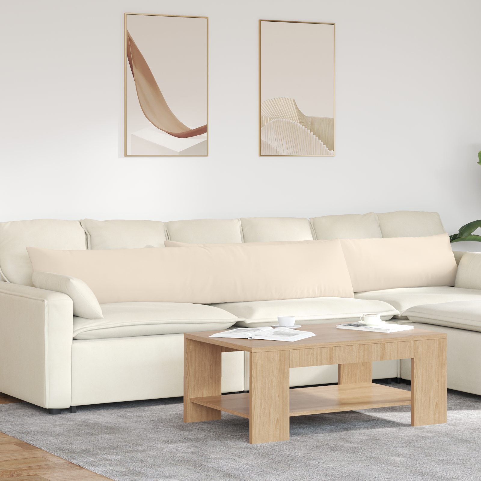 Sofa Pagalvės 2 pcs Smėlio 200 x 40 cm audinys