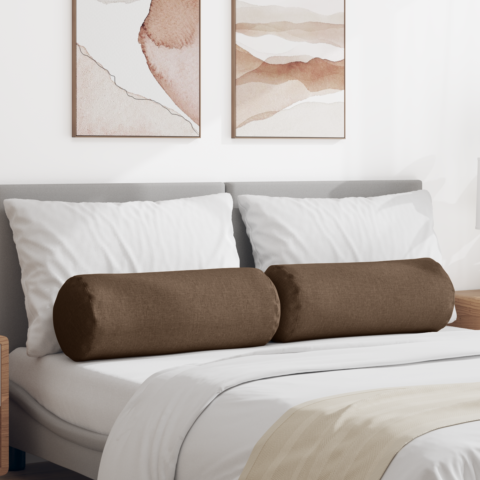 Pagalvės 2 pcs Ruda Ø 25 x 70 cm audinys