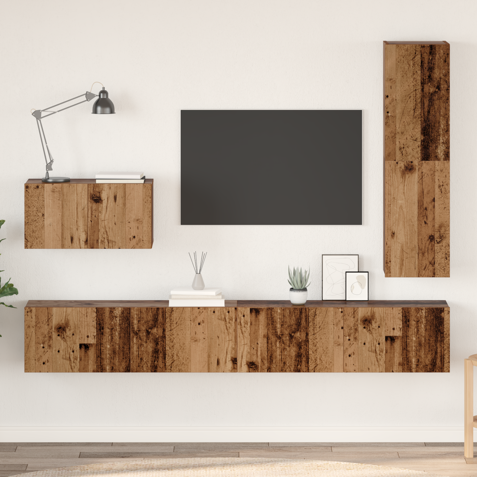 TV spintelių komplektas 4 pcs Senovinis medis Apdirbta mediena