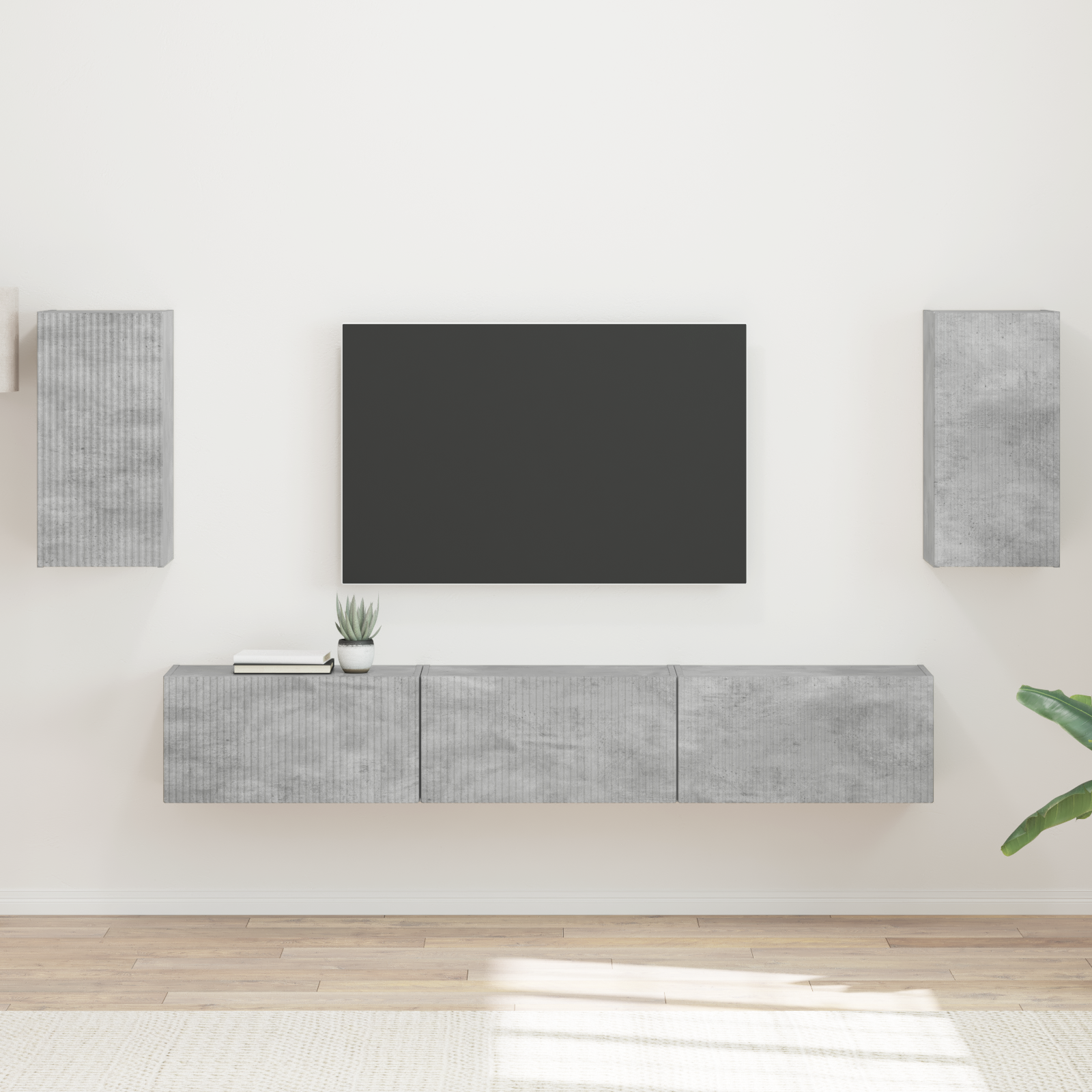 TV spintelių komplektas 3 pcs Betono pilka Apdirbta mediena