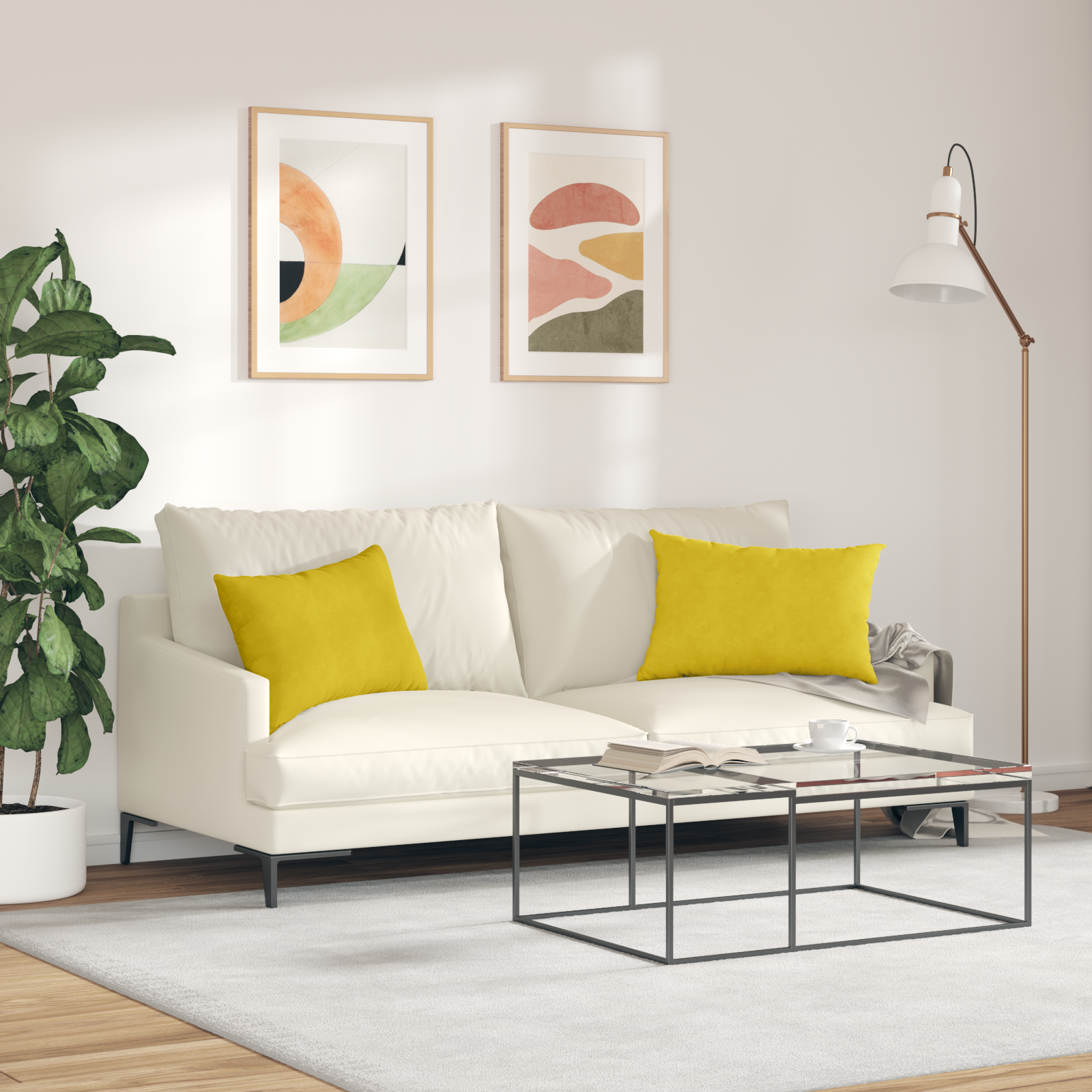 Sofa Cushions 2 pcs Yellow 60 x 40 cm Corduroy Fabric